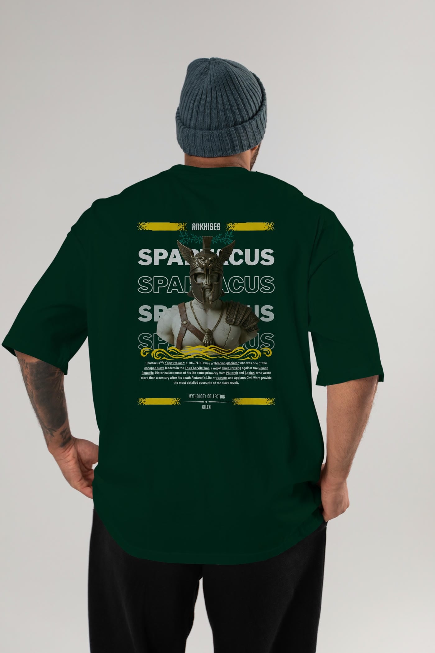Spartacus 1 Arka Baskılı Oversize t-shirt Erkek Kadın %100 Pamuk Bisiklet Yaka tişort