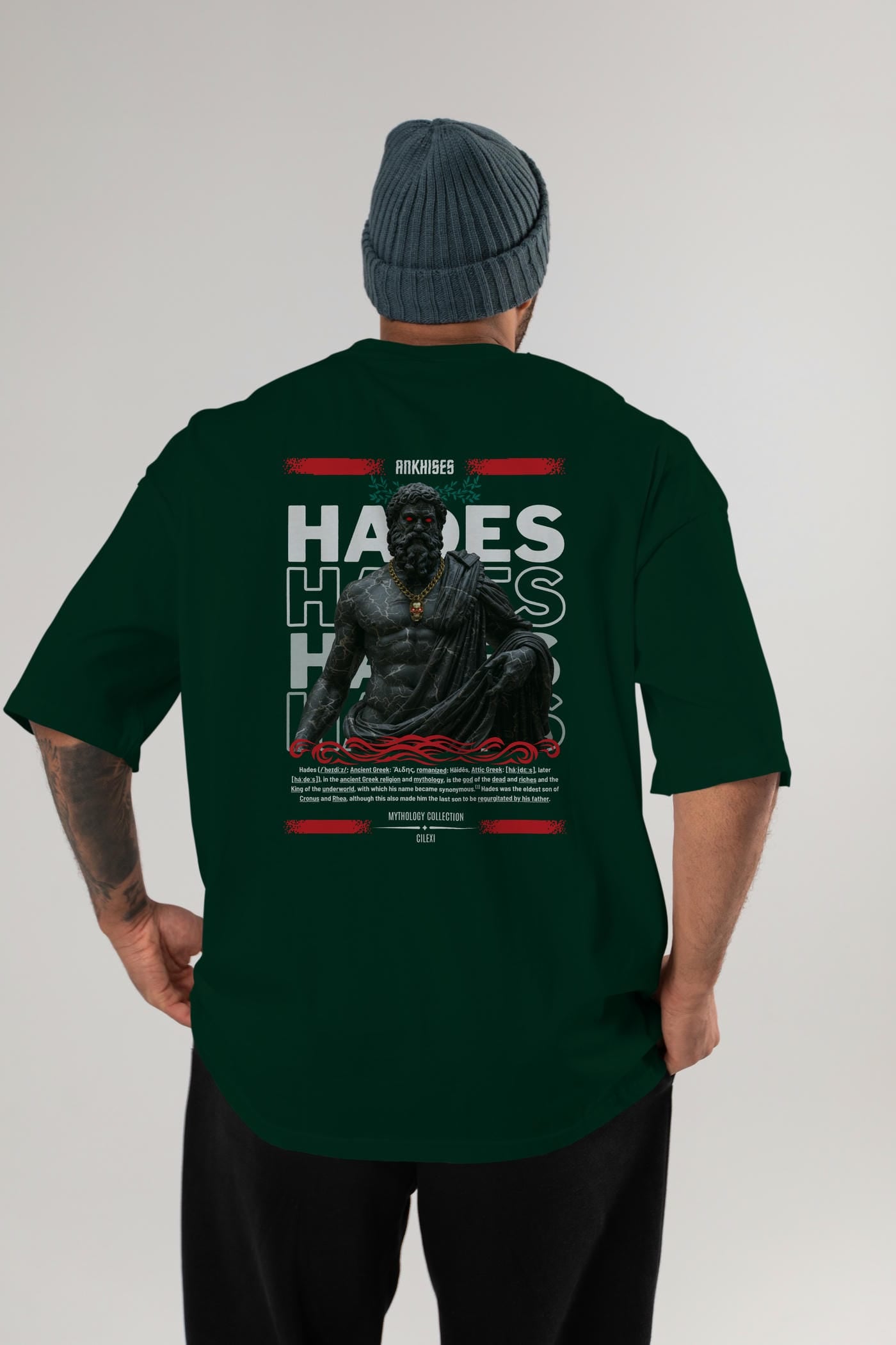 Hades 1 Arka Baskılı Oversize t-shirt Erkek Kadın %100 Pamuk Bisiklet Yaka tişort