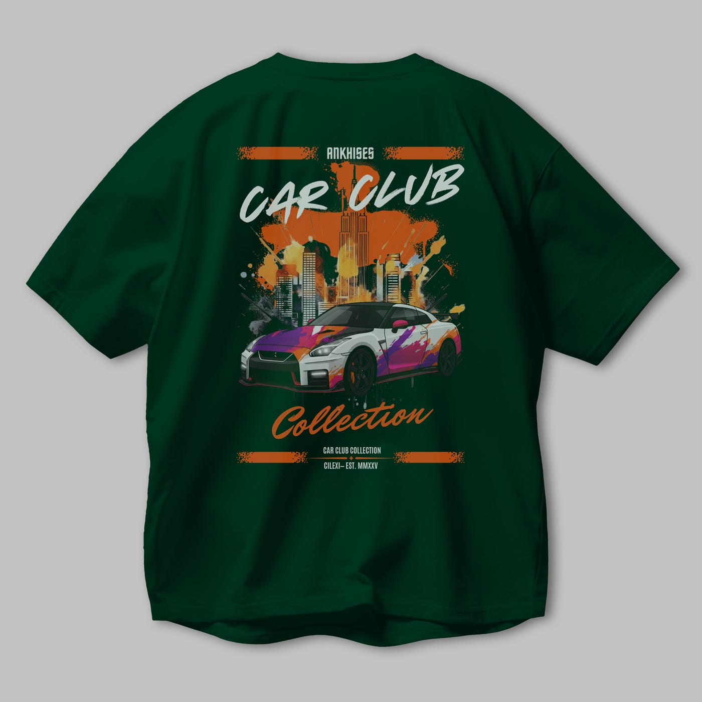 Araba Club Serisi 32 Baskılı Oversize t-shirt Erkek Kadın %100 Pamuk Bisiklet Yaka tişort