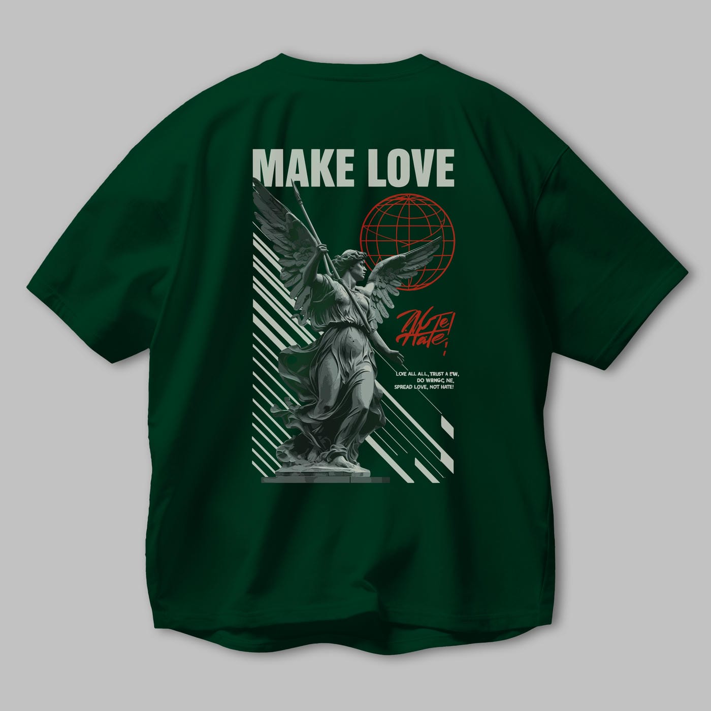 Make Love Arka Baskılı Oversize t-shirt Erkek Kadın %100 Pamuk Bisiklet Yaka tişort