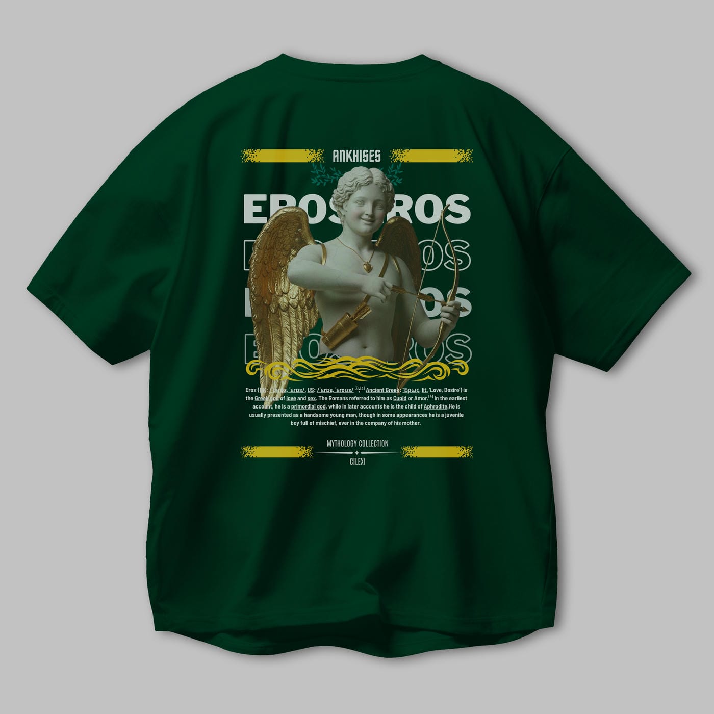 Eros Arka Baskılı Oversize t-shirt Erkek Kadın %100 Pamuk Bisiklet Yaka tişort