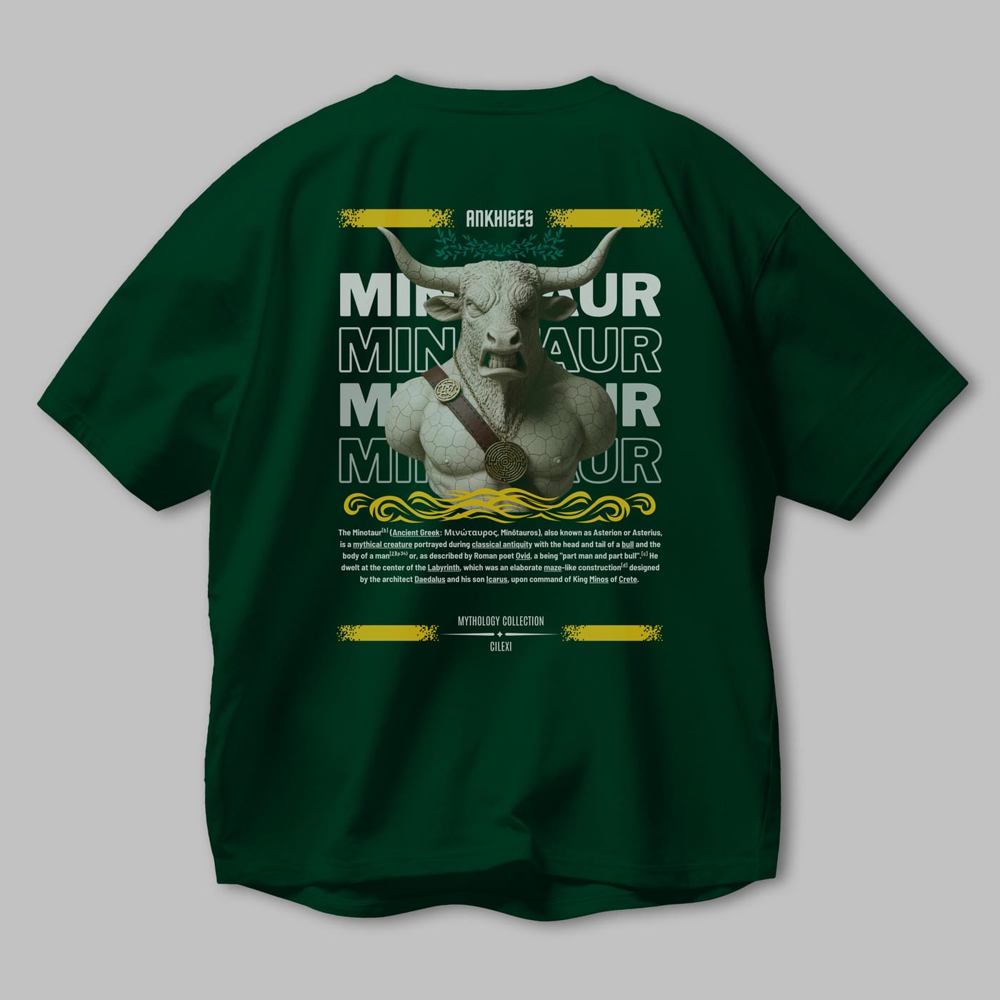 Minotaur 1 Arka Baskılı Oversize t-shirt Erkek Kadın %100 Pamuk Bisiklet Yaka tişort