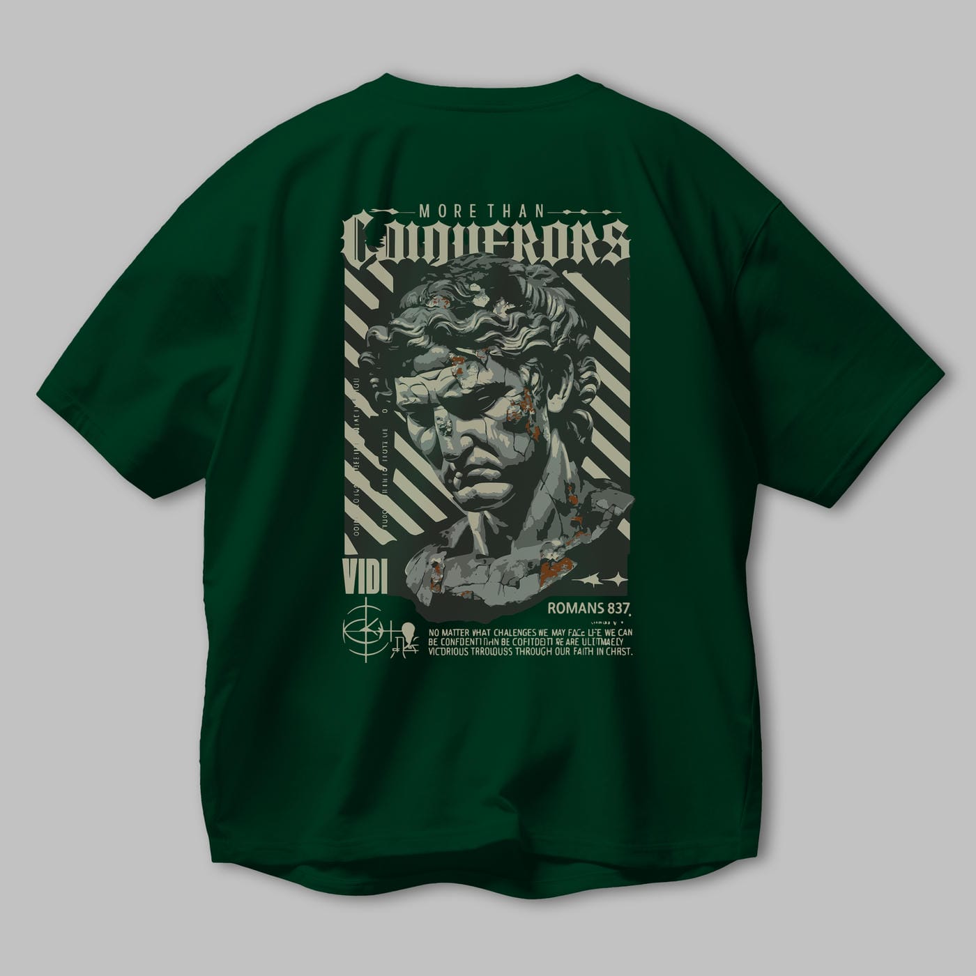 Roman Conqueror Arka Baskılı Oversize t-shirt Erkek Kadın %100 Pamuk Bisiklet Yaka tişort