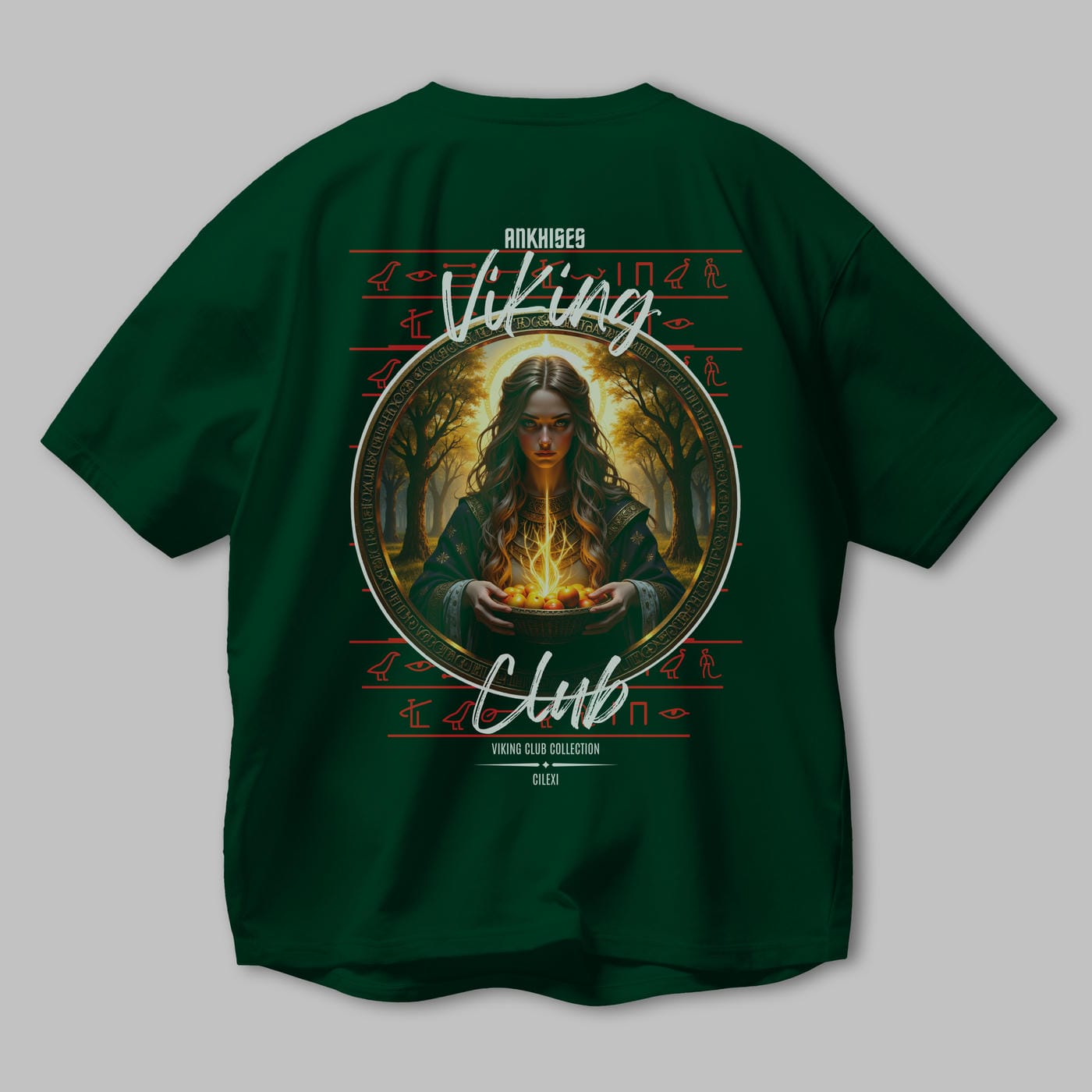 Viking Mitolojisi Serisi 17 Arka Baskılı Oversize t-shirt Erkek Kadın %100 Pamuk Bisiklet Yaka tişort