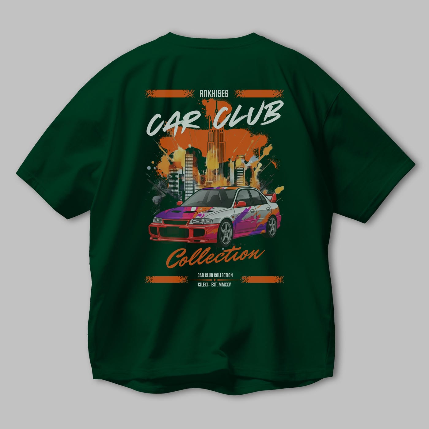Araba Club Serisi 29 Baskılı Oversize t-shirt Erkek Kadın %100 Pamuk Bisiklet Yaka tişort