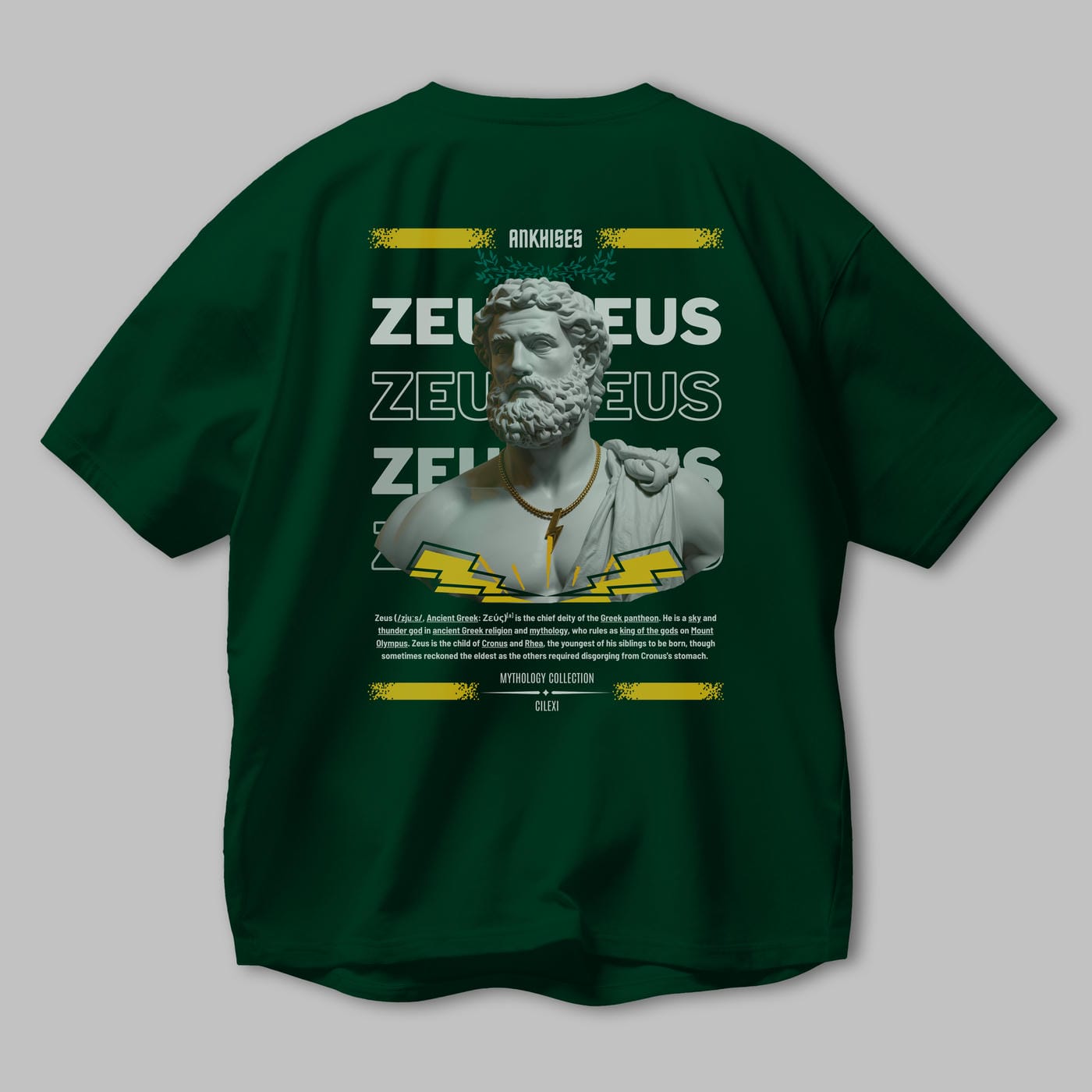 Zeus 2 Arka Baskılı Oversize t-shirt Erkek Kadın %100 Pamuk Bisiklet Yaka tişort