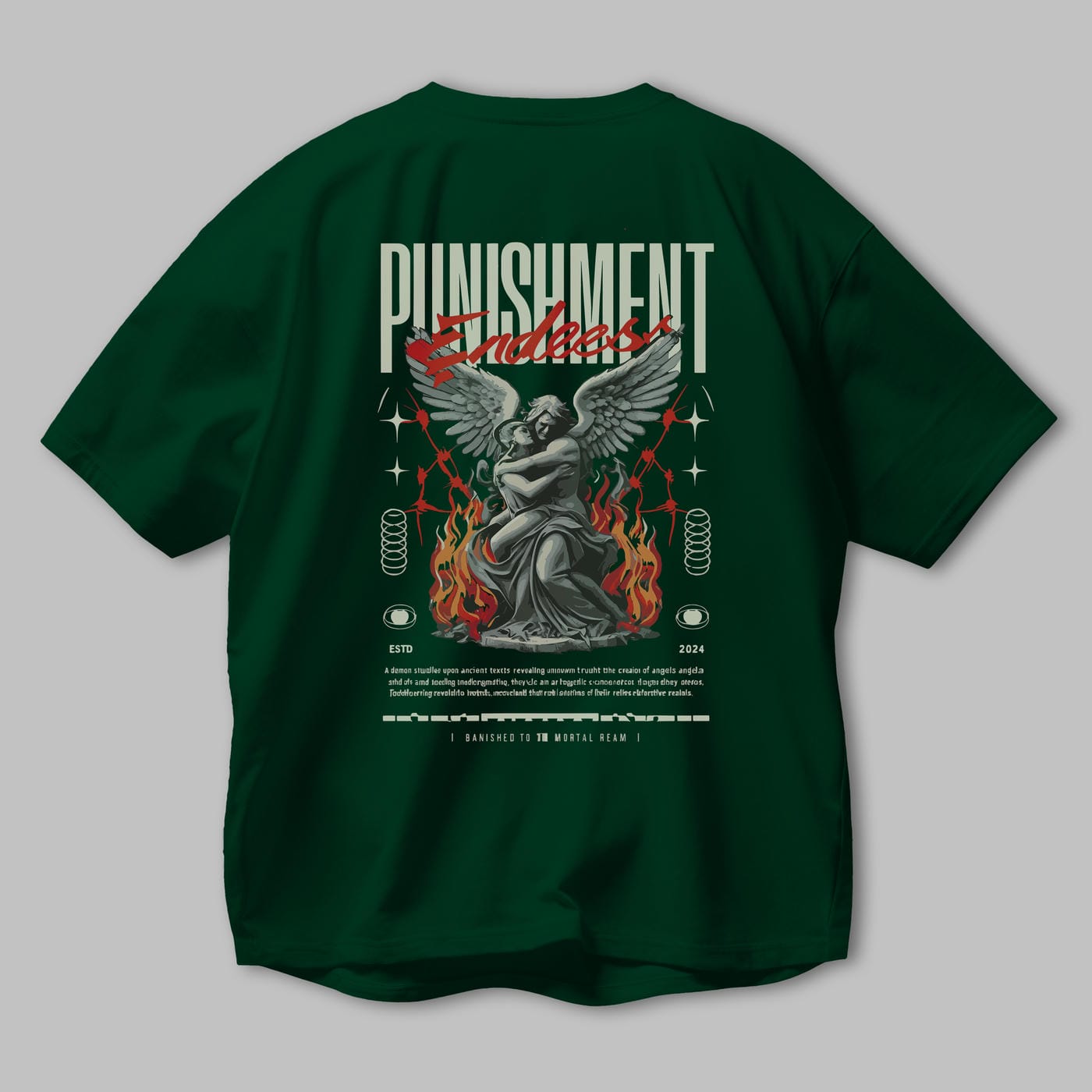 Punishment Endeess Arka Baskılı Oversize t-shirt Erkek Kadın %100 Pamuk Bisiklet Yaka tişort