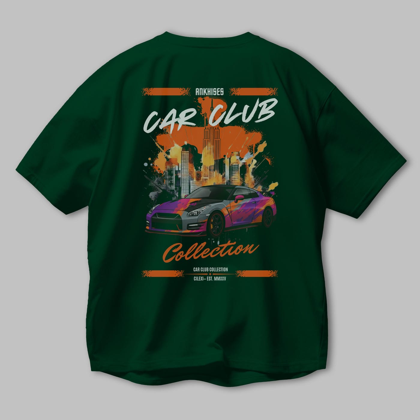 Araba Club Serisi 31 Baskılı Oversize t-shirt Erkek Kadın %100 Pamuk Bisiklet Yaka tişort