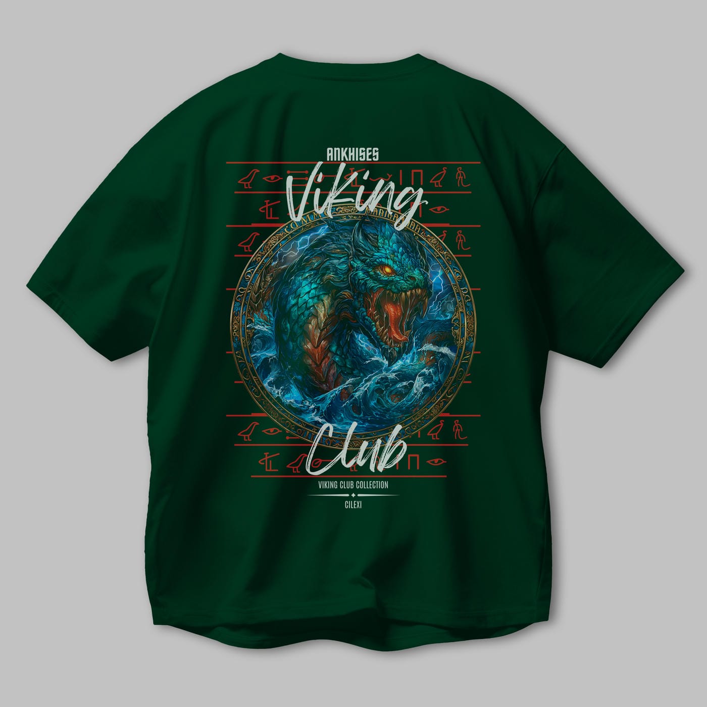Jörmungandr Baskılı Oversize t-shirt Erkek Kadın %100 Pamuk Bisiklet Yaka tişort