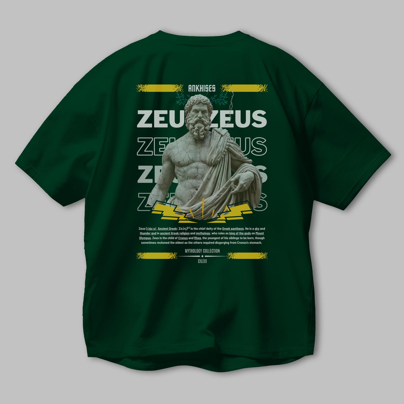 Zeus 1 Arka Baskılı Oversize t-shirt Erkek Kadın %100 Pamuk Bisiklet Yaka tişort