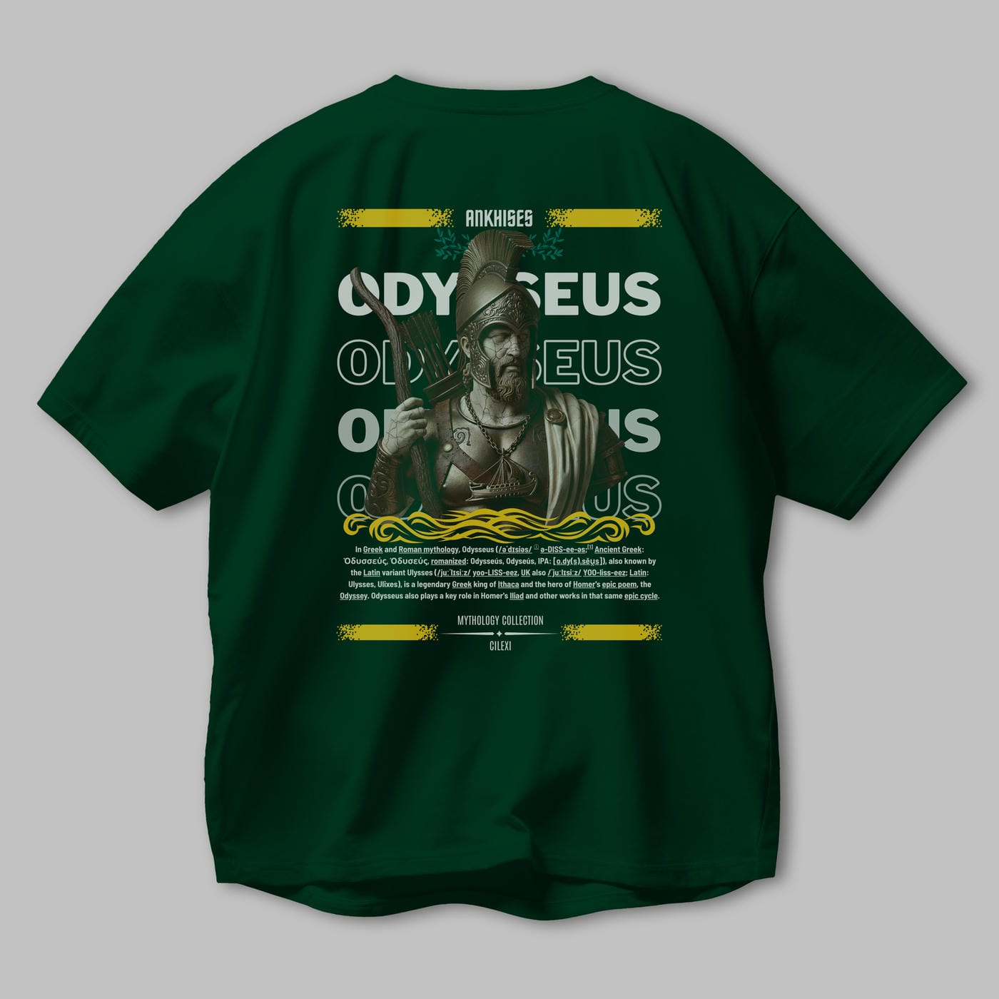 Odysseus 1 Arka Baskılı Oversize t-shirt Erkek Kadın %100 Pamuk Bisiklet Yaka tişort