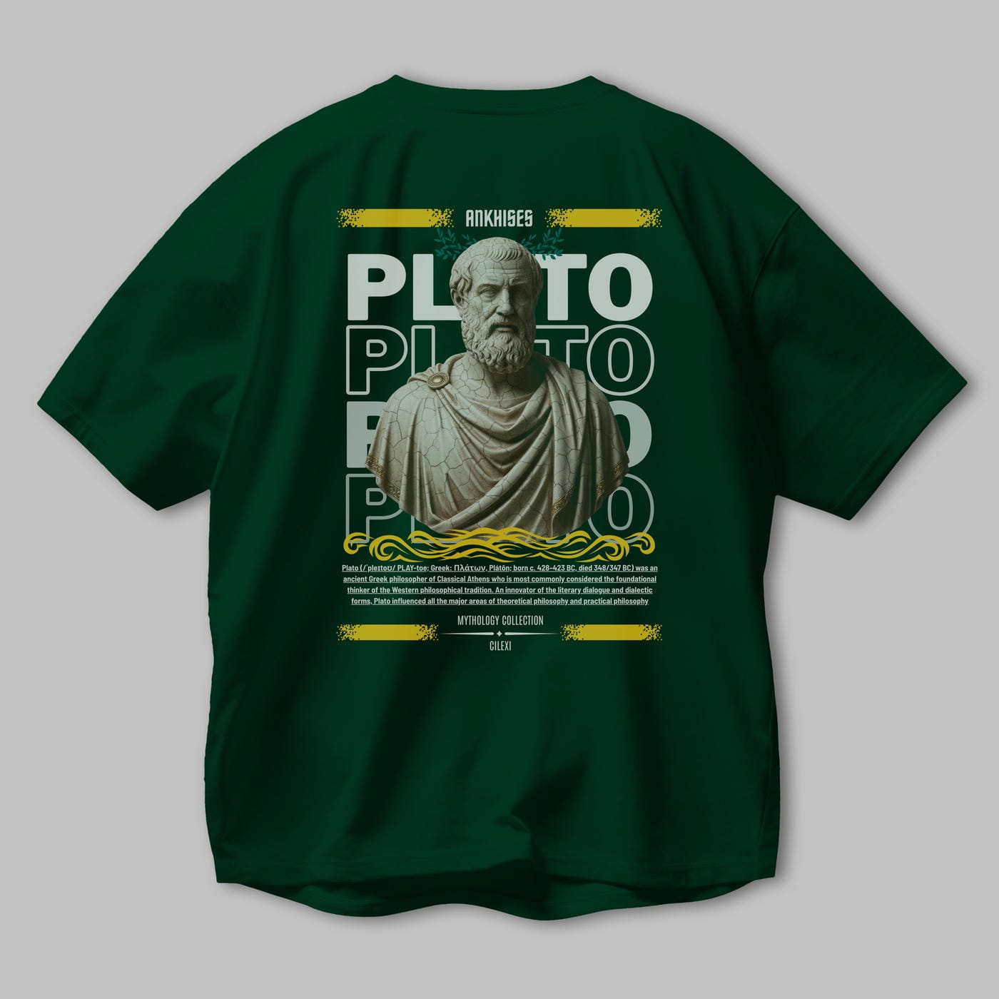 Plato 1 Arka Baskılı Oversize t-shirt Erkek Kadın %100 Pamuk Bisiklet Yaka tişort