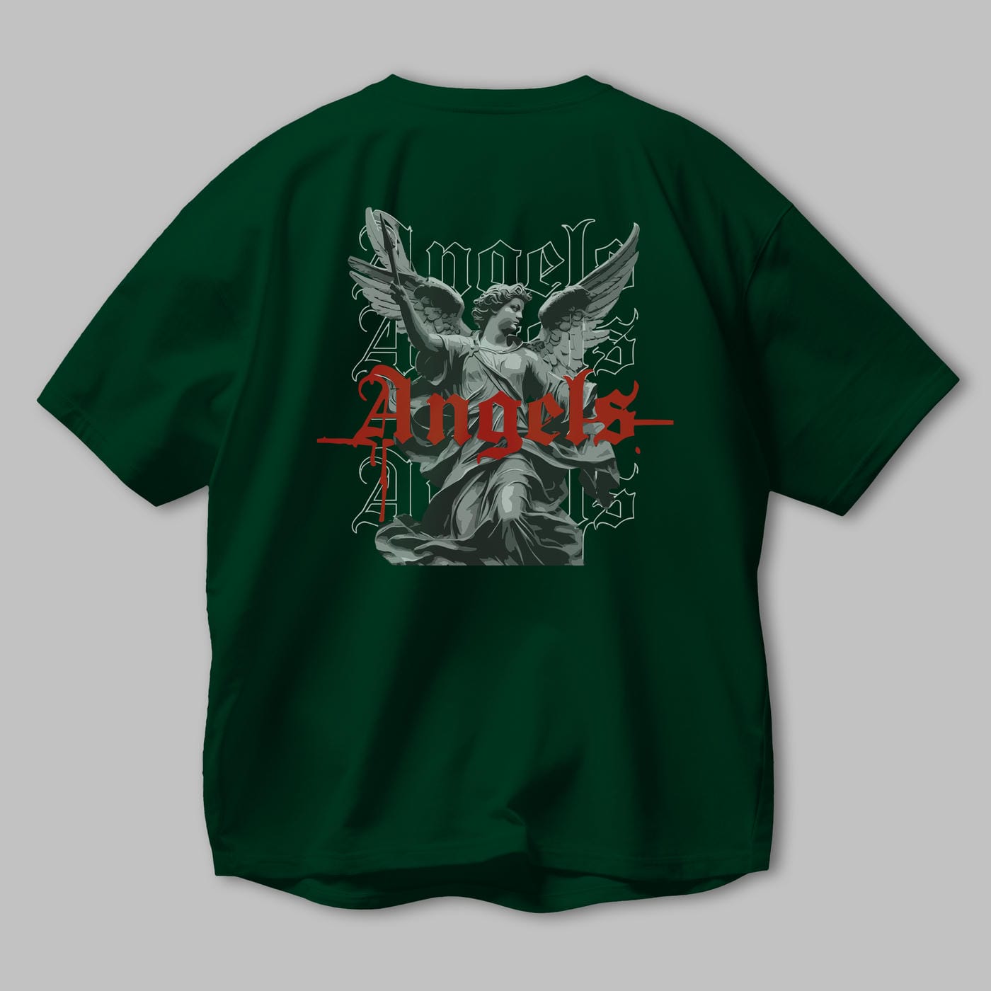 Angels Arka Baskılı Oversize t-shirt Erkek Kadın %100 Pamuk Bisiklet Yaka tişort