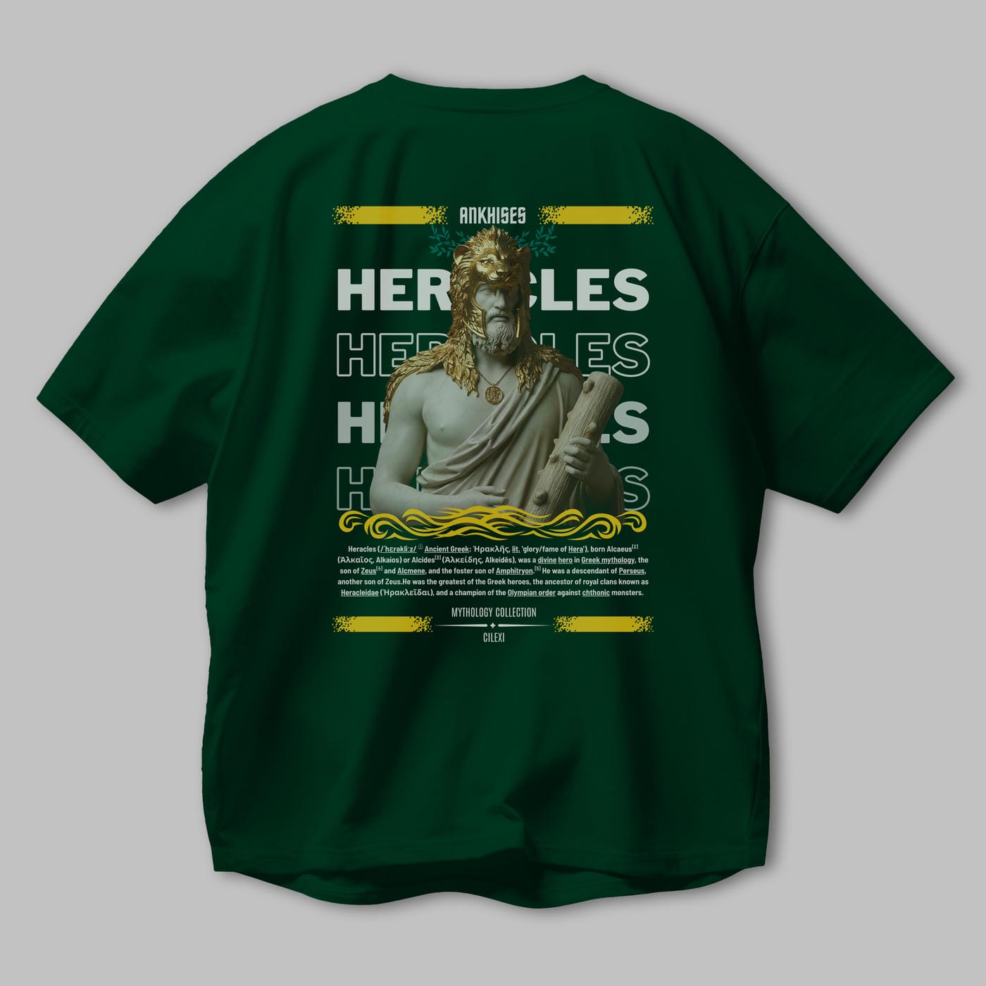 Heracles 1 Arka Baskılı Oversize t-shirt Erkek Kadın %100 Pamuk Bisiklet Yaka tişort