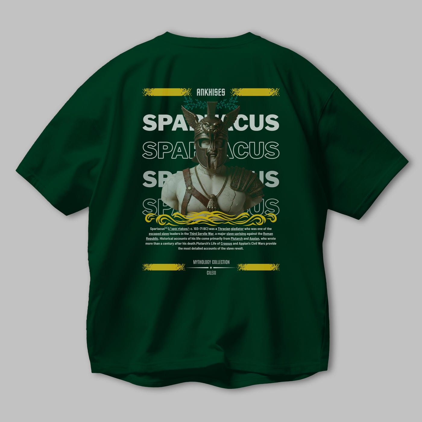 Spartacus 1 Arka Baskılı Oversize t-shirt Erkek Kadın %100 Pamuk Bisiklet Yaka tişort