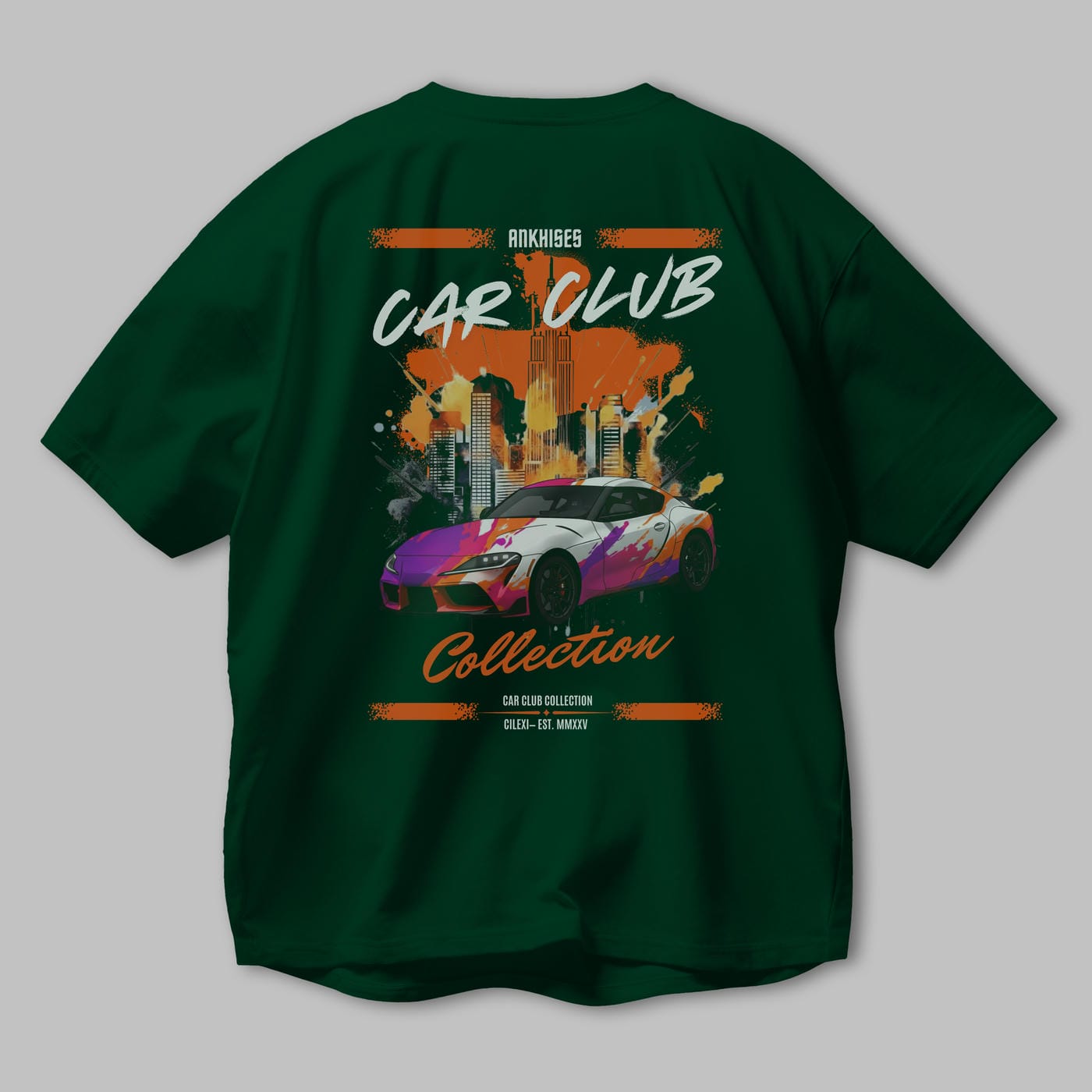 Araba Club Serisi 38 Baskılı Oversize t-shirt Erkek Kadın %100 Pamuk Bisiklet Yaka tişort