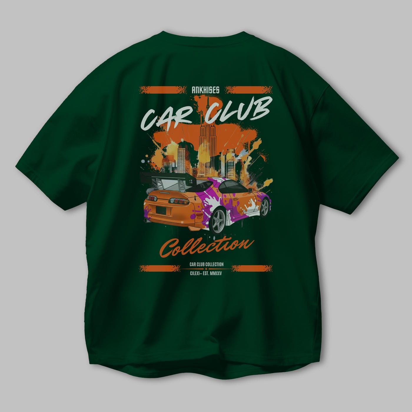 Araba Club Serisi 39 Baskılı Oversize t-shirt Erkek Kadın %100 Pamuk Bisiklet Yaka tişort