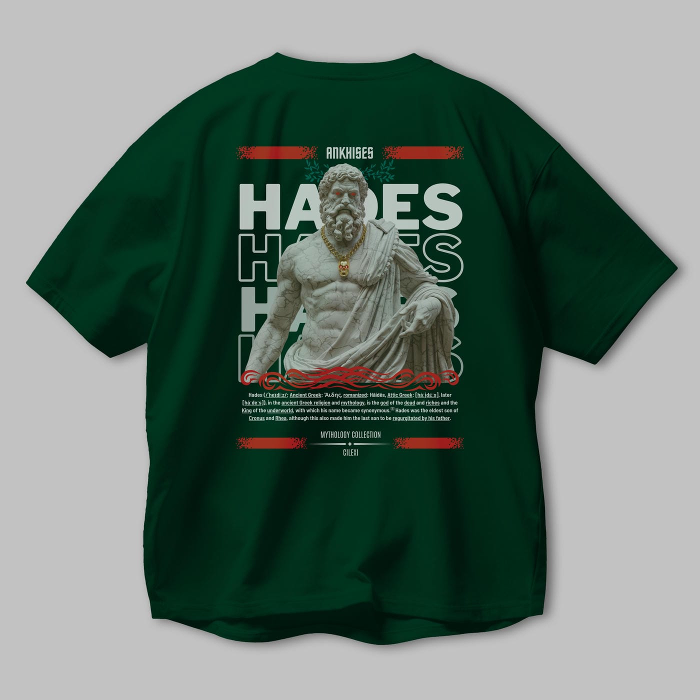 Hades 2 Arka Baskılı Oversize t-shirt Erkek Kadın %100 Pamuk Bisiklet Yaka tişort