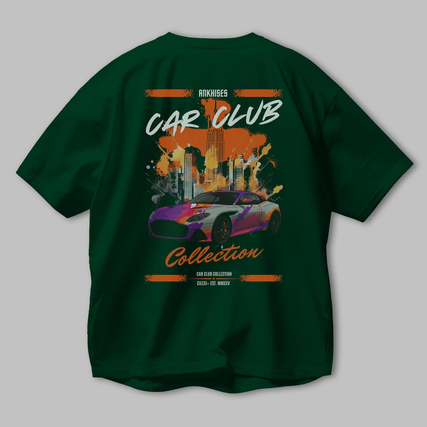 Araba Club Serisi 11 Baskılı Oversize t-shirt Erkek Kadın %100 Pamuk Bisiklet Yaka tişort