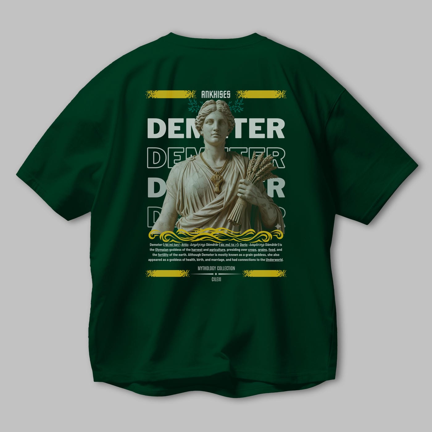 Demeter 1 Arka Baskılı Oversize t-shirt Erkek Kadın %100 Pamuk Bisiklet Yaka tişort