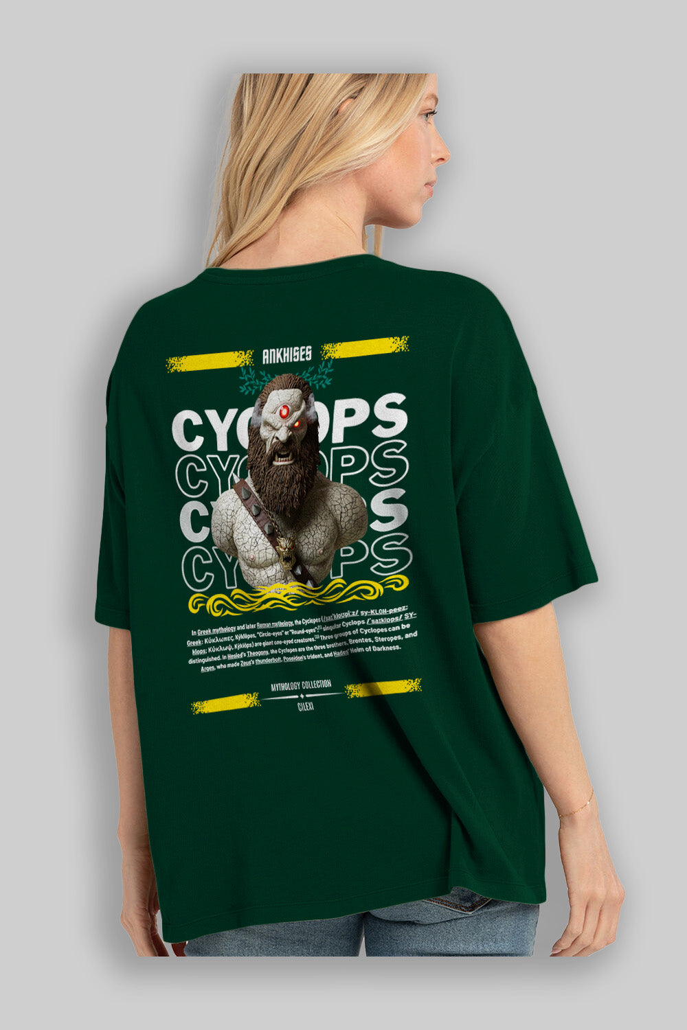 Cyclopes 1 Arka Baskılı Oversize t-shirt Erkek Kadın %100 Pamuk Bisiklet Yaka tişort