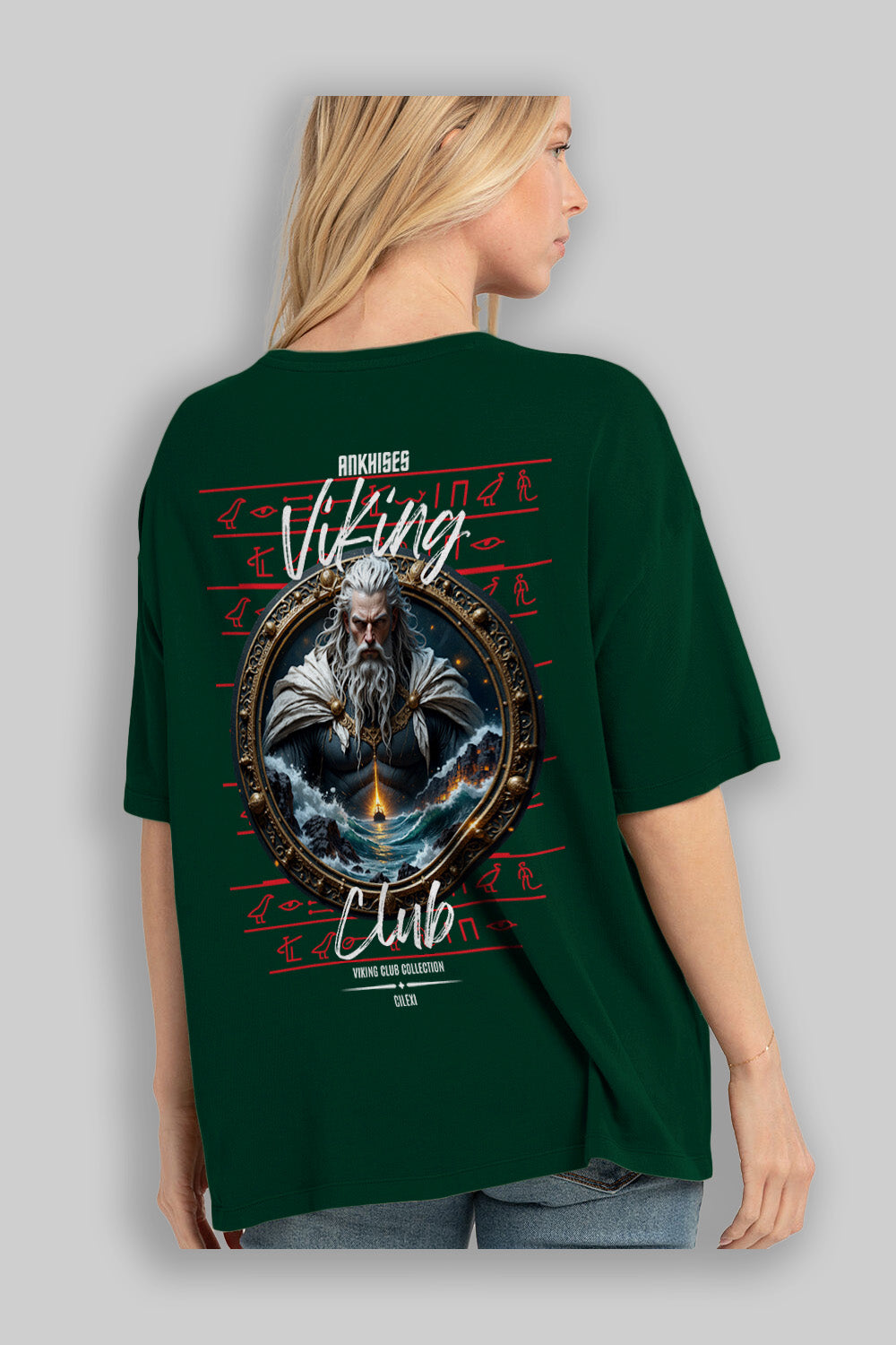 Viking Mitolojisi Serisi 13 Arka Baskılı Oversize t-shirt Erkek Kadın %100 Pamuk Bisiklet Yaka tişort