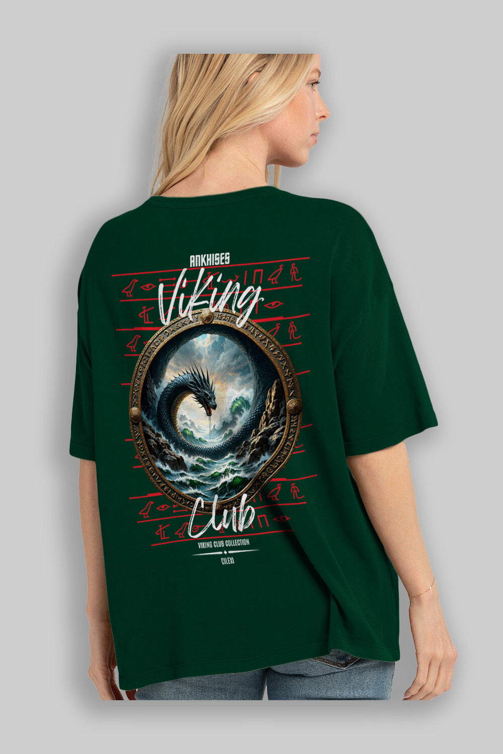 Viking Mitolojisi Serisi 26 Arka Baskılı Oversize t-shirt Erkek Kadın %100 Pamuk Bisiklet Yaka tişort