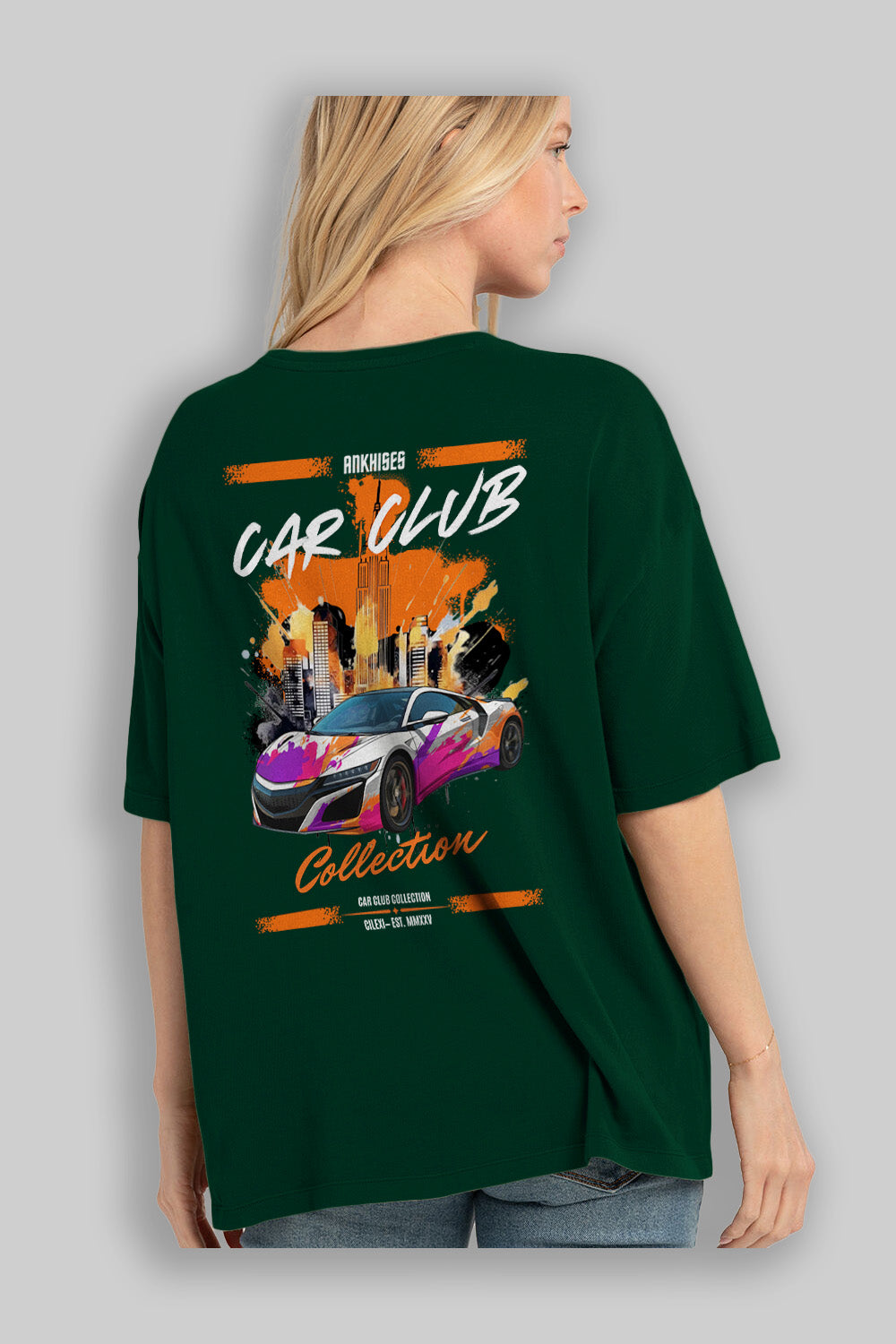 Araba Club Serisi 26 Baskılı Oversize t-shirt Erkek Kadın %100 Pamuk Bisiklet Yaka tişort