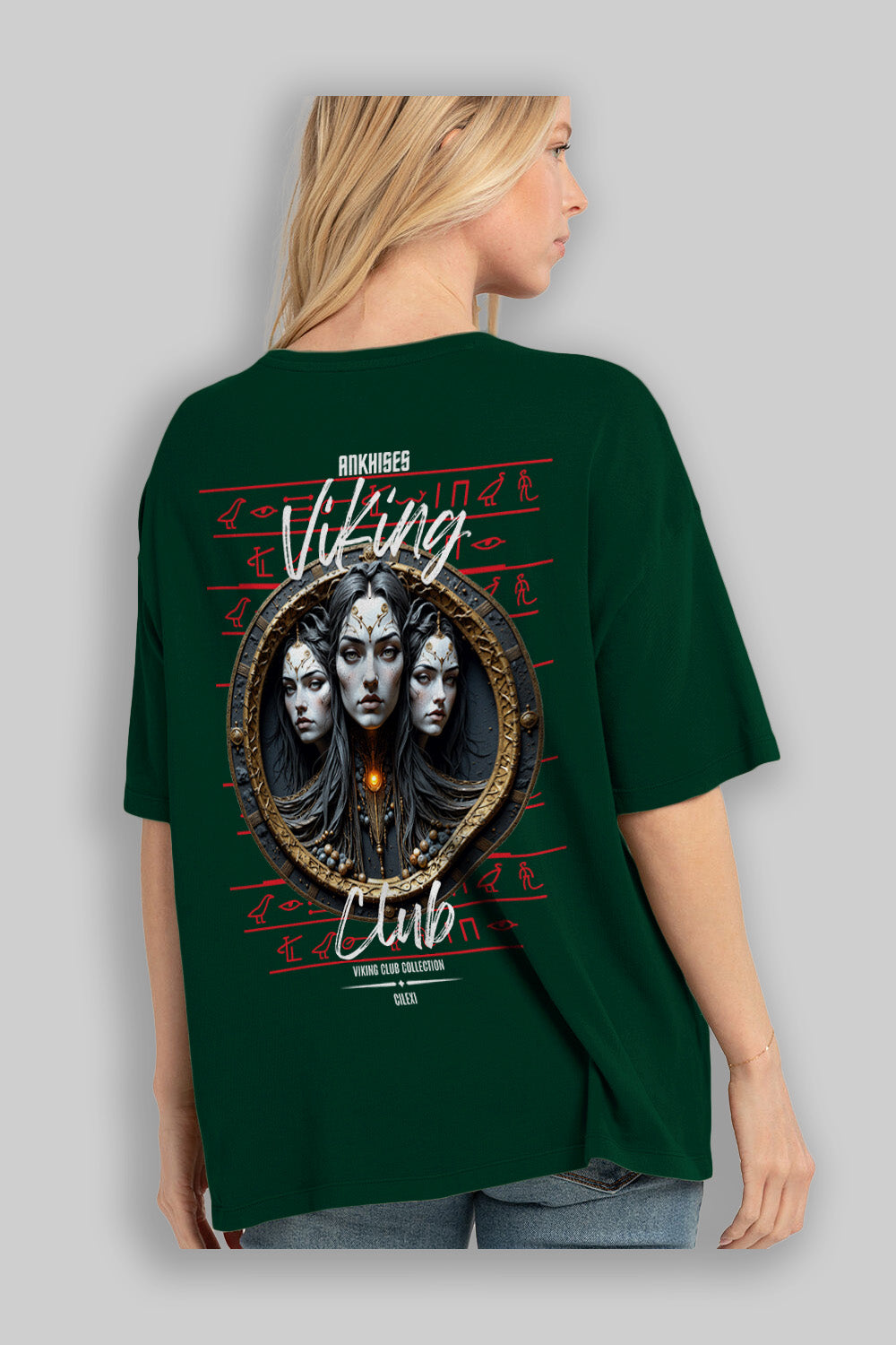 Viking Mitolojisi Serisi 23 Arka Baskılı Oversize t-shirt Erkek Kadın %100 Pamuk Bisiklet Yaka tişort