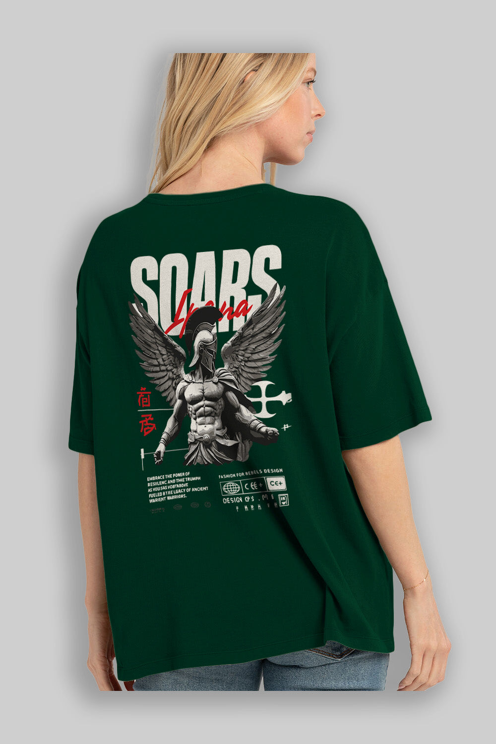 Soars Arka Baskılı Oversize t-shirt Erkek Kadın %100 Pamuk Bisiklet Yaka tişort