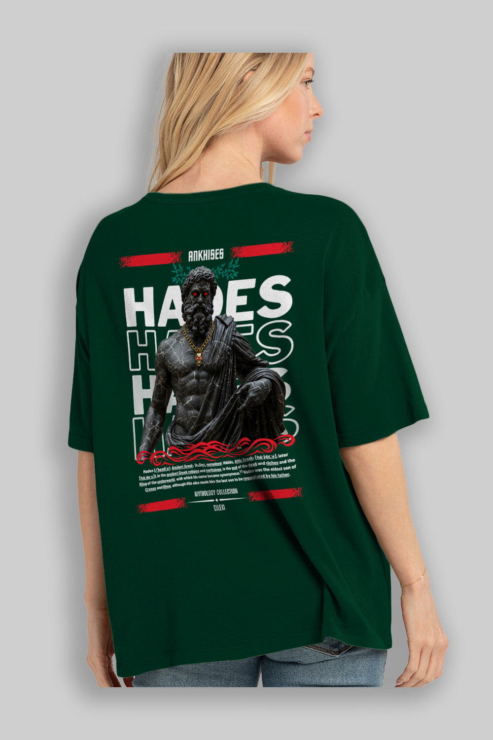 Hades 1 Arka Baskılı Oversize t-shirt Erkek Kadın %100 Pamuk Bisiklet Yaka tişort