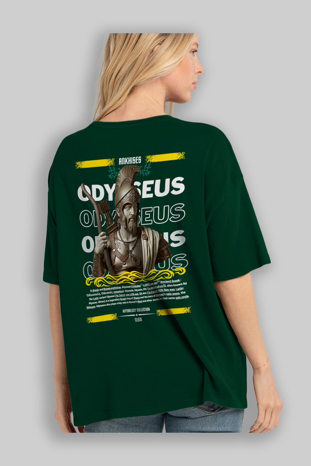 Odysseus 1 Arka Baskılı Oversize t-shirt Erkek Kadın %100 Pamuk Bisiklet Yaka tişort