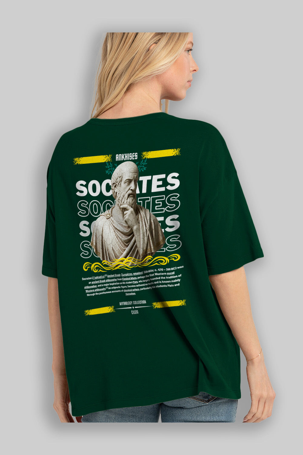 Socrates Arka Baskılı Oversize t-shirt Erkek Kadın %100 Pamuk Bisiklet Yaka tişort