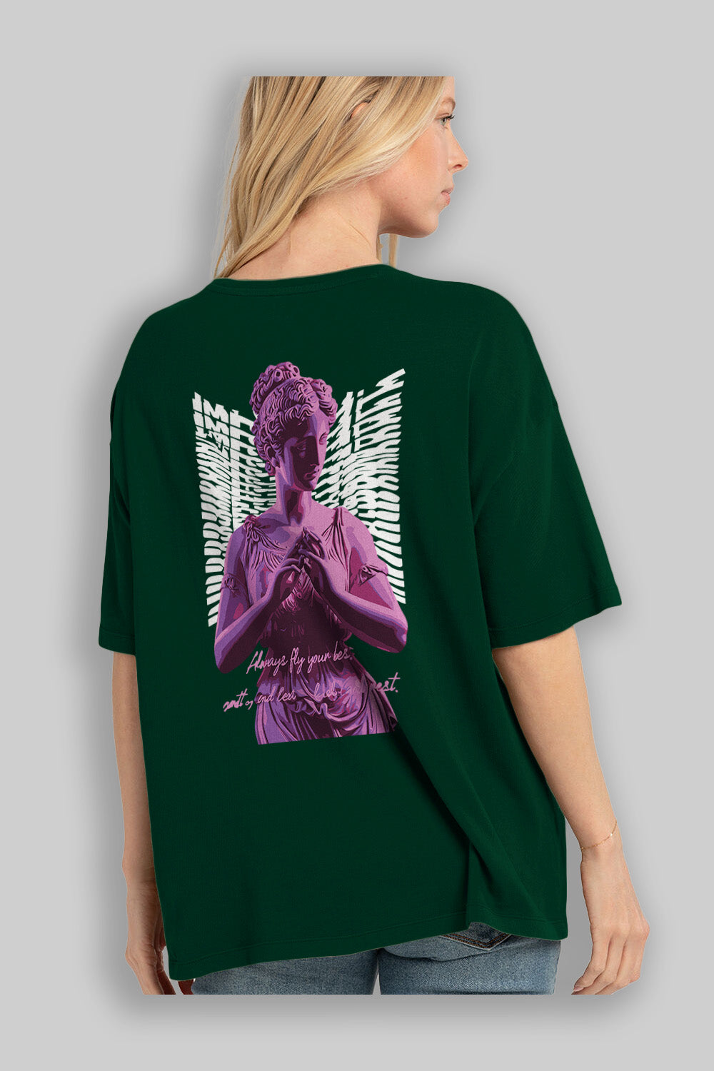 Always Fly Arka Baskılı Oversize t-shirt Erkek Kadın %100 Pamuk Bisiklet Yaka tişort