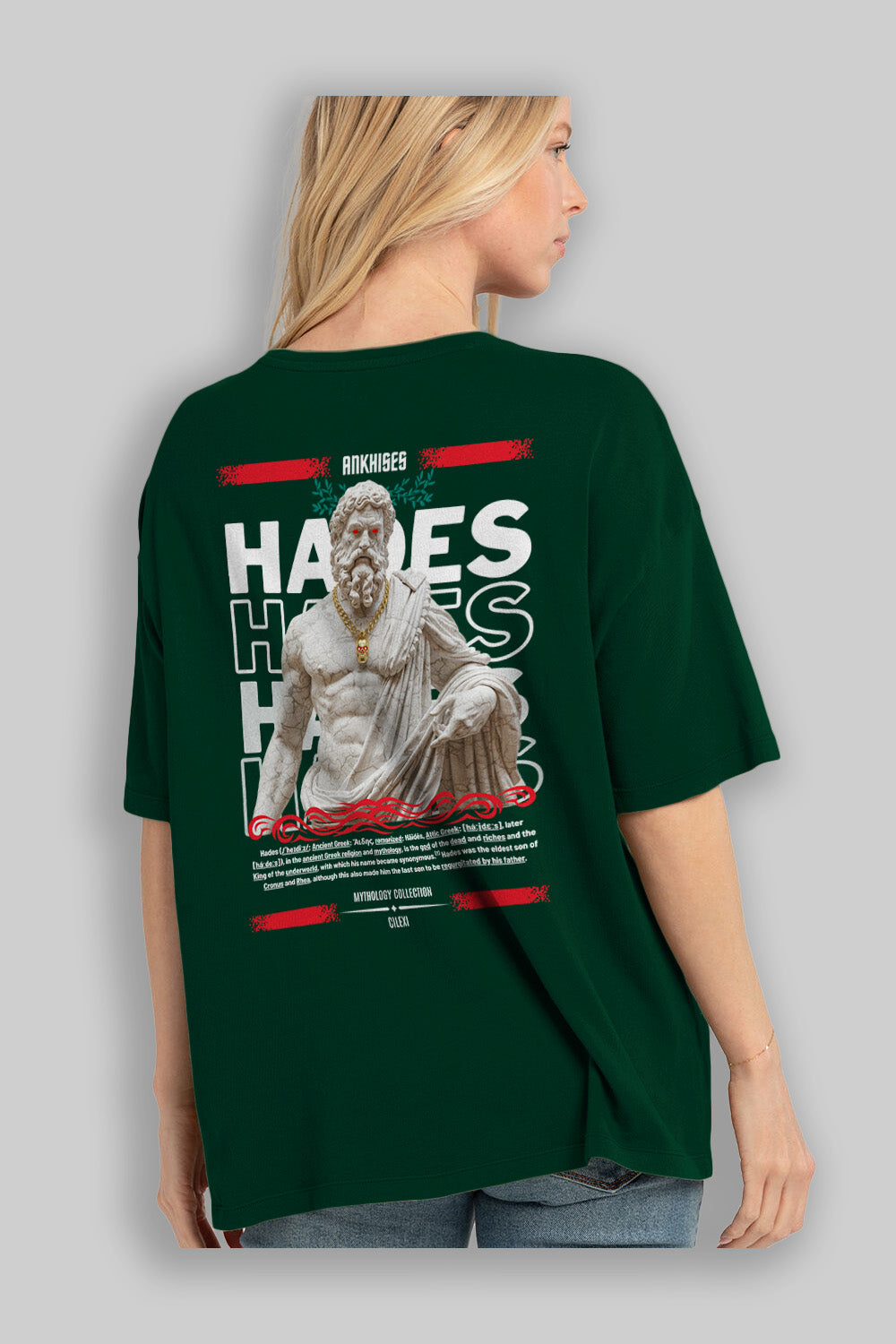 Hades 2 Arka Baskılı Oversize t-shirt Erkek Kadın %100 Pamuk Bisiklet Yaka tişort