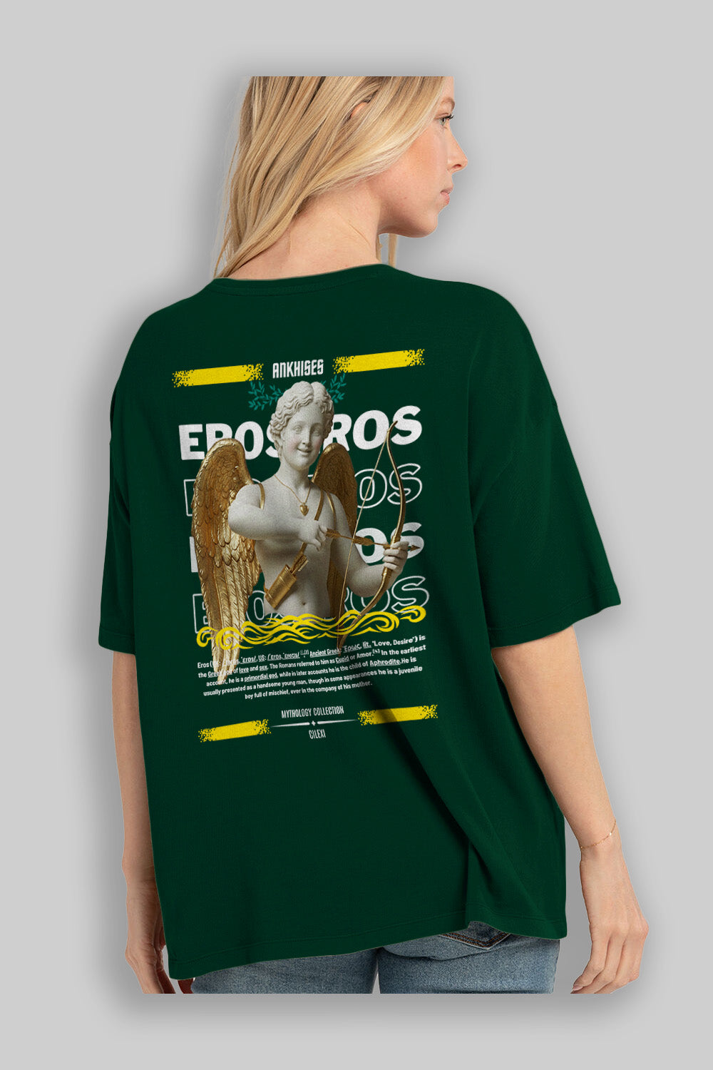 Eros Arka Baskılı Oversize t-shirt Erkek Kadın %100 Pamuk Bisiklet Yaka tişort