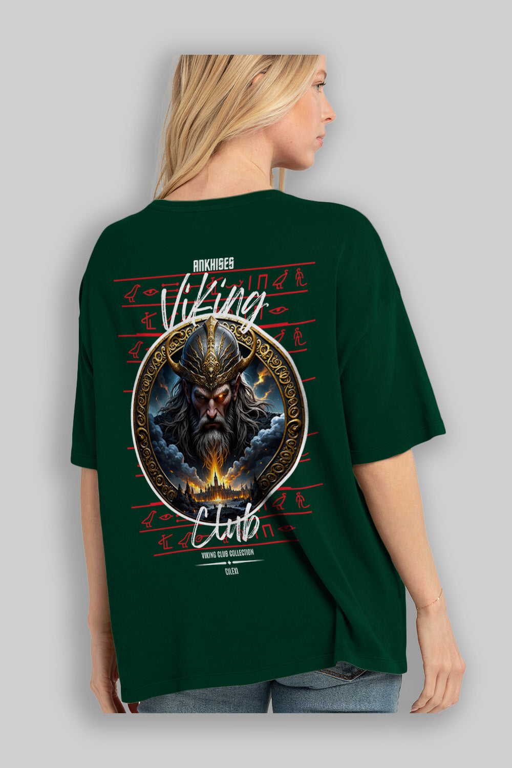 Odin 2 Arka Baskılı Oversize t-shirt Erkek Kadın %100 Pamuk Bisiklet Yaka tişort