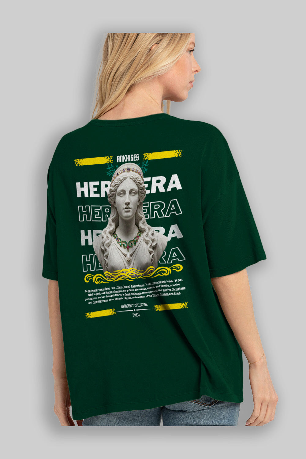 Hera 1 Arka Baskılı Oversize t-shirt Erkek Kadın %100 Pamuk Bisiklet Yaka tişort