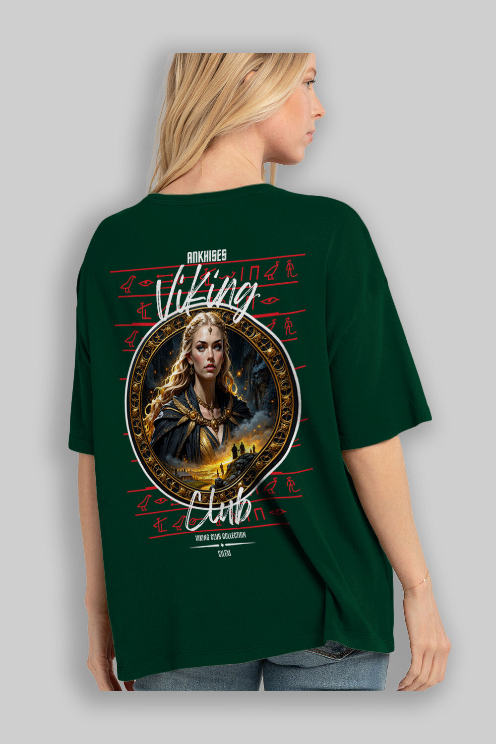 Viking Mitolojisi Serisi 1 Arka Baskılı Oversize t-shirt Erkek Kadın %100 Pamuk Bisiklet Yaka tişort