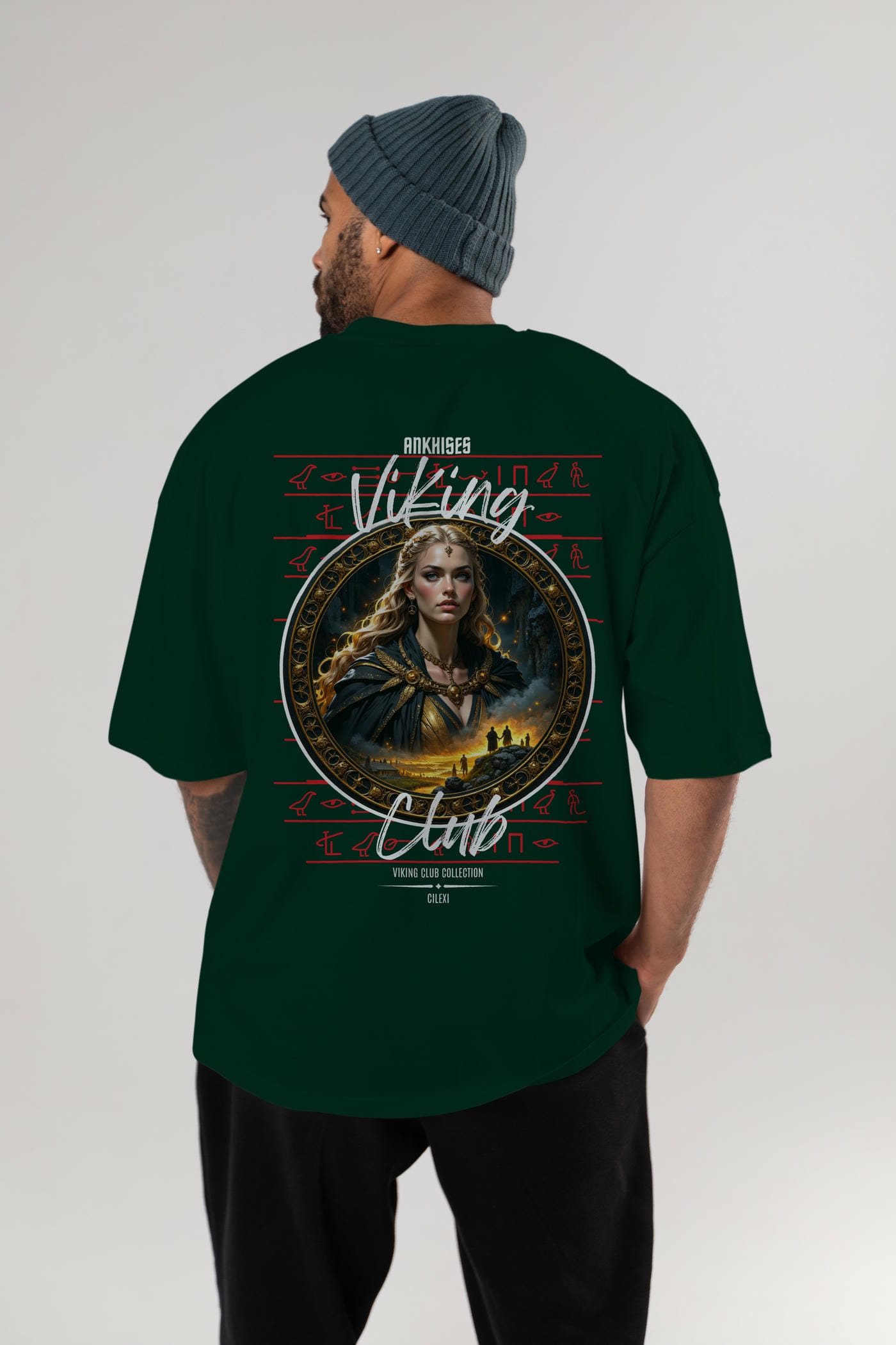 Viking Mitolojisi Serisi 1 Arka Baskılı Oversize t-shirt Erkek Kadın %100 Pamuk Bisiklet Yaka tişort