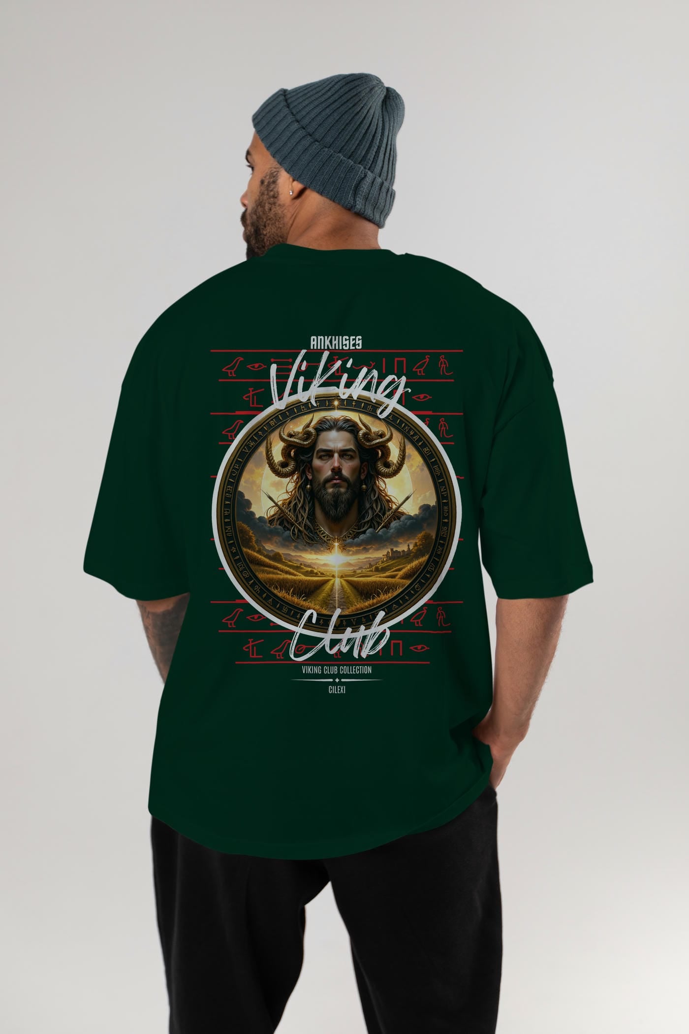 Viking Mitolojisi Serisi 3 Arka Baskılı Oversize t-shirt Erkek Kadın %100 Pamuk Bisiklet Yaka tişort