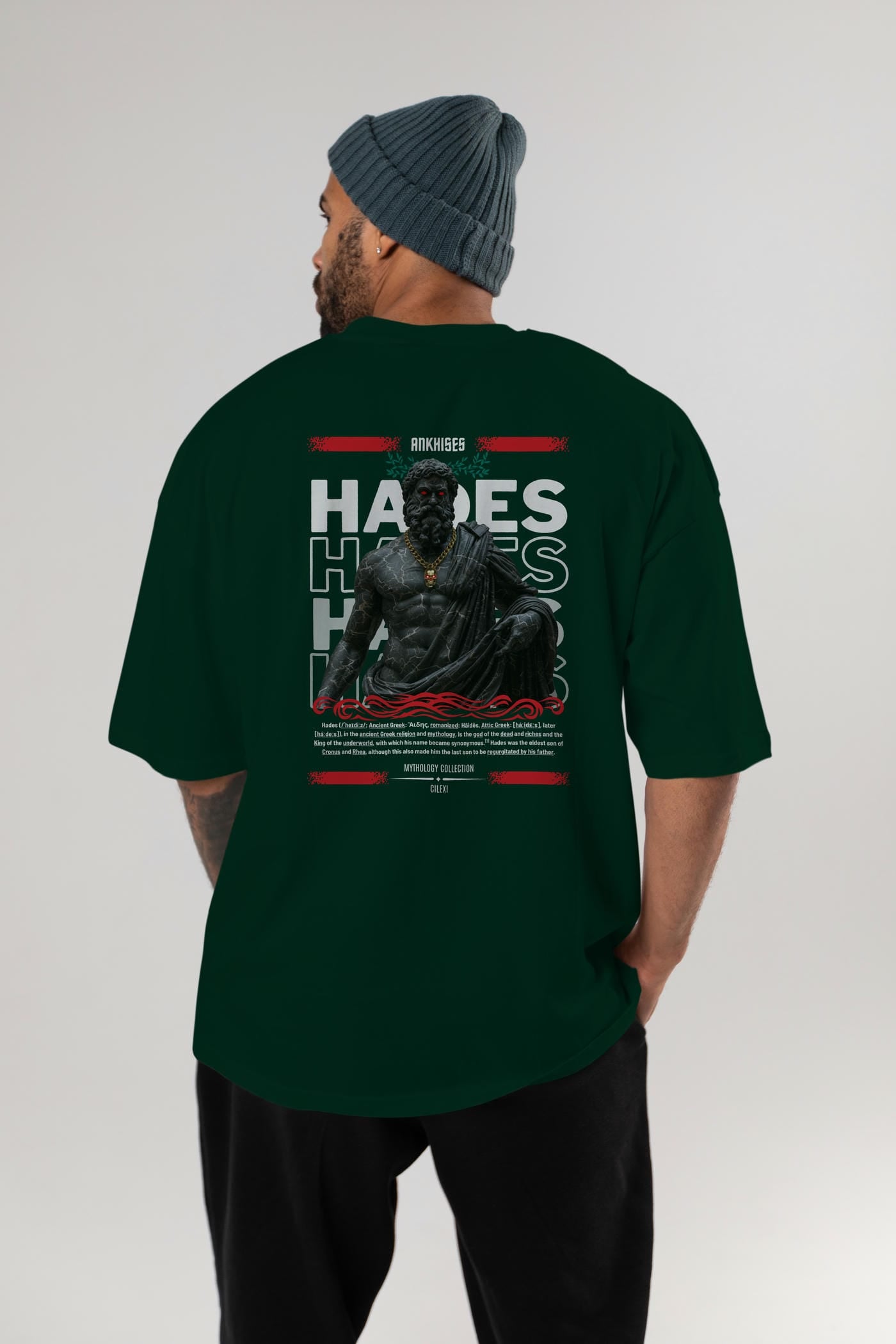 Hades 1 Arka Baskılı Oversize t-shirt Erkek Kadın %100 Pamuk Bisiklet Yaka tişort