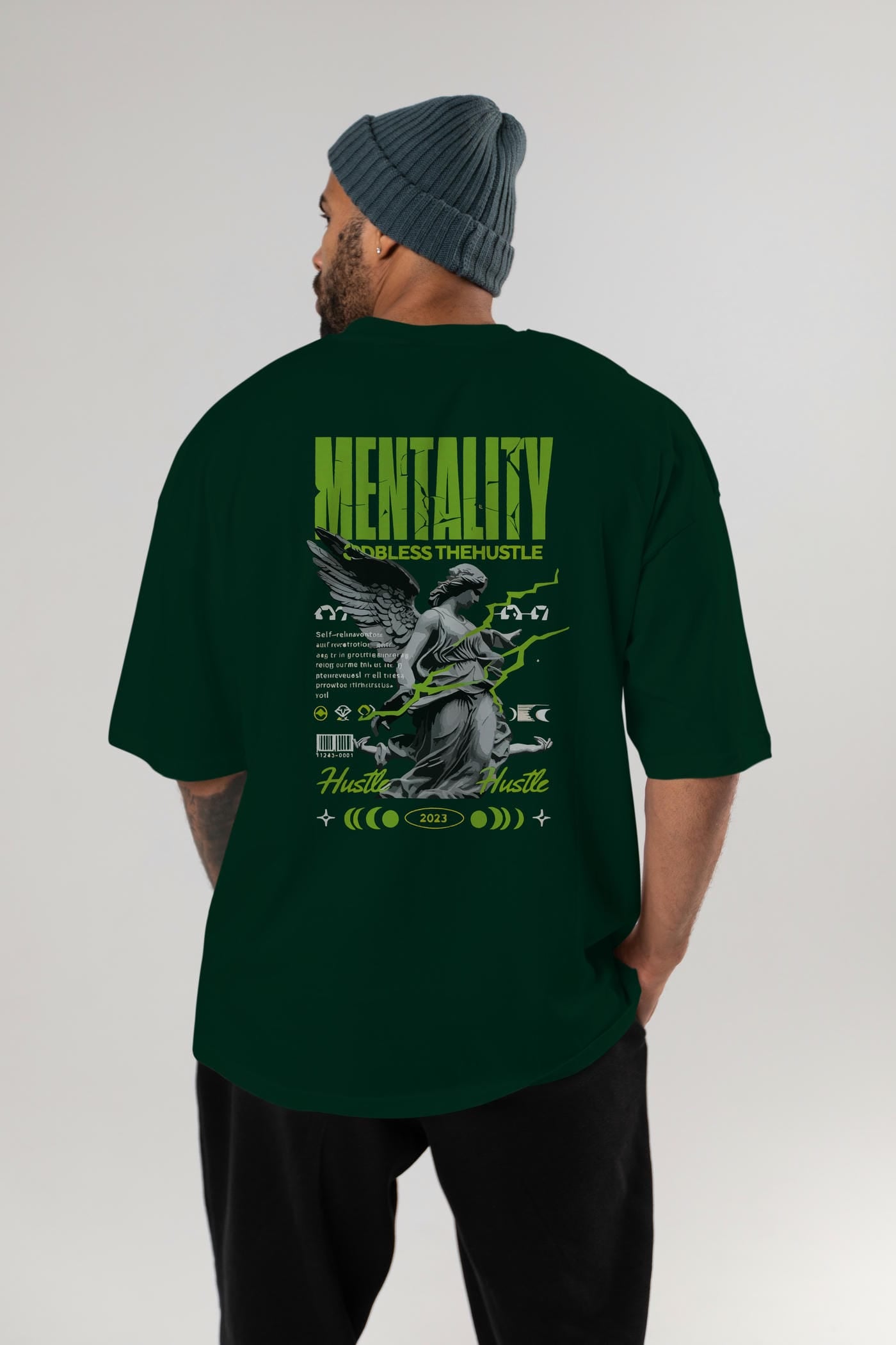 Mentality Arka Baskılı Oversize t-shirt Erkek Kadın %100 Pamuk Bisiklet Yaka tişort