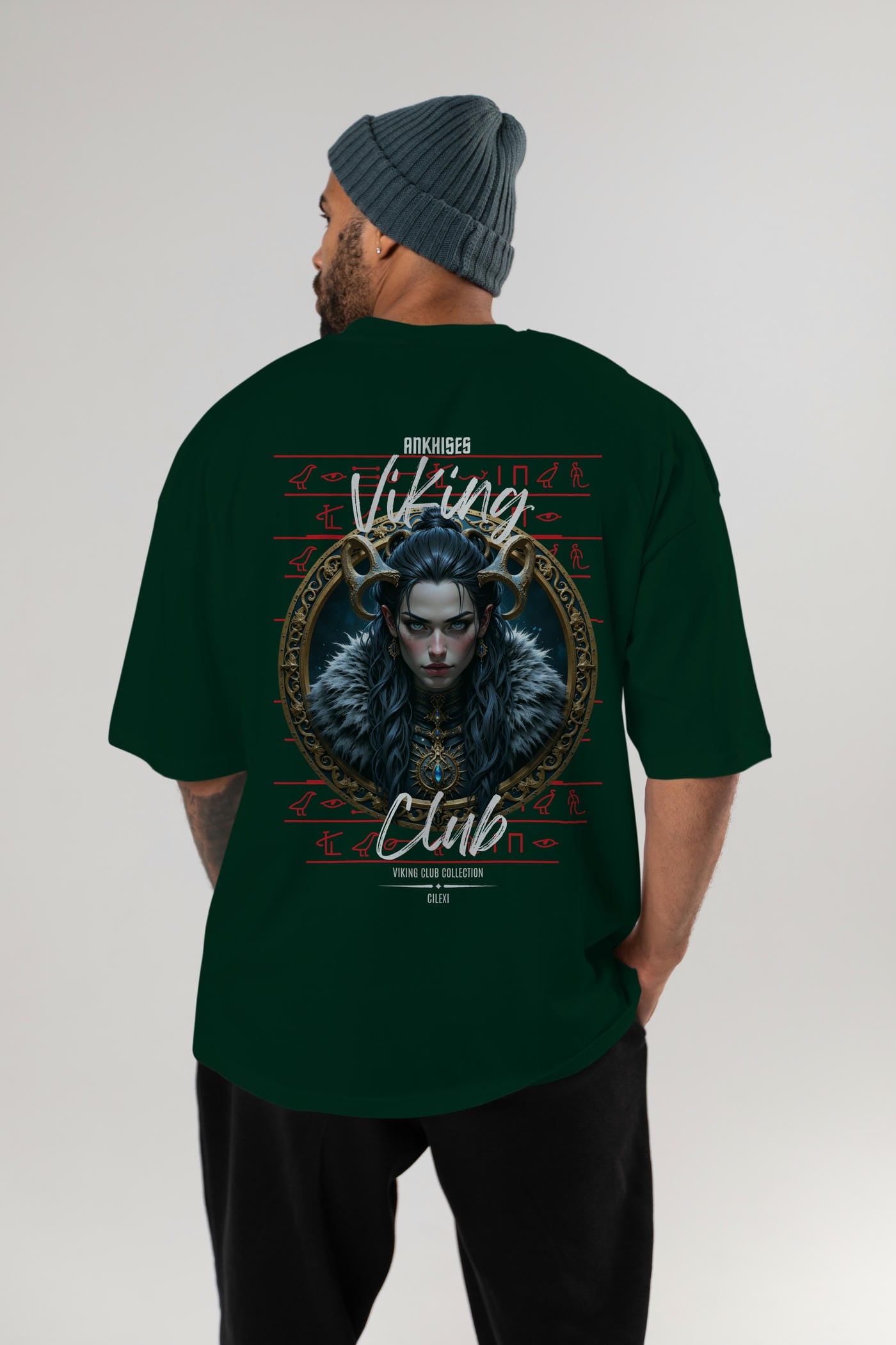 Viking Mitolojisi Serisi 18 Arka Baskılı Oversize t-shirt Erkek Kadın %100 Pamuk Bisiklet Yaka tişort