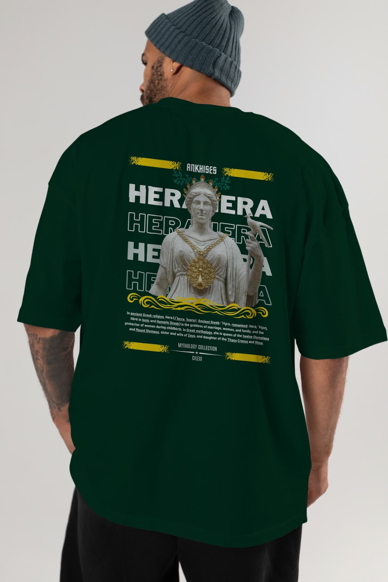 Hera 2 Arka Baskılı Oversize t-shirt Erkek Kadın %100 Pamuk Bisiklet Yaka tişort