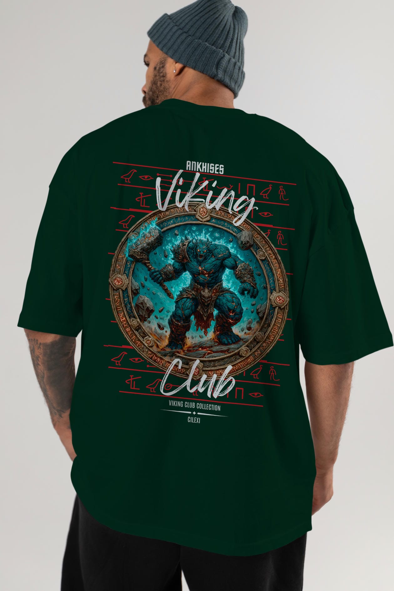 Hrungnir Baskılı Oversize t-shirt Erkek Kadın %100 Pamuk Bisiklet Yaka tişort