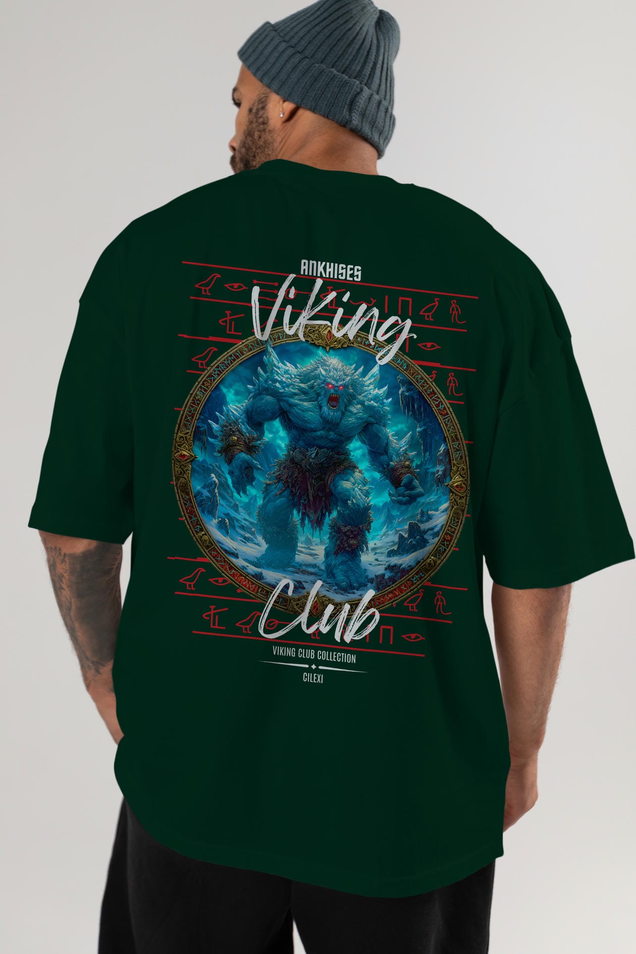 Ymir Arka Baskılı Oversize t-shirt Erkek Kadın %100 Pamuk Bisiklet Yaka tişort