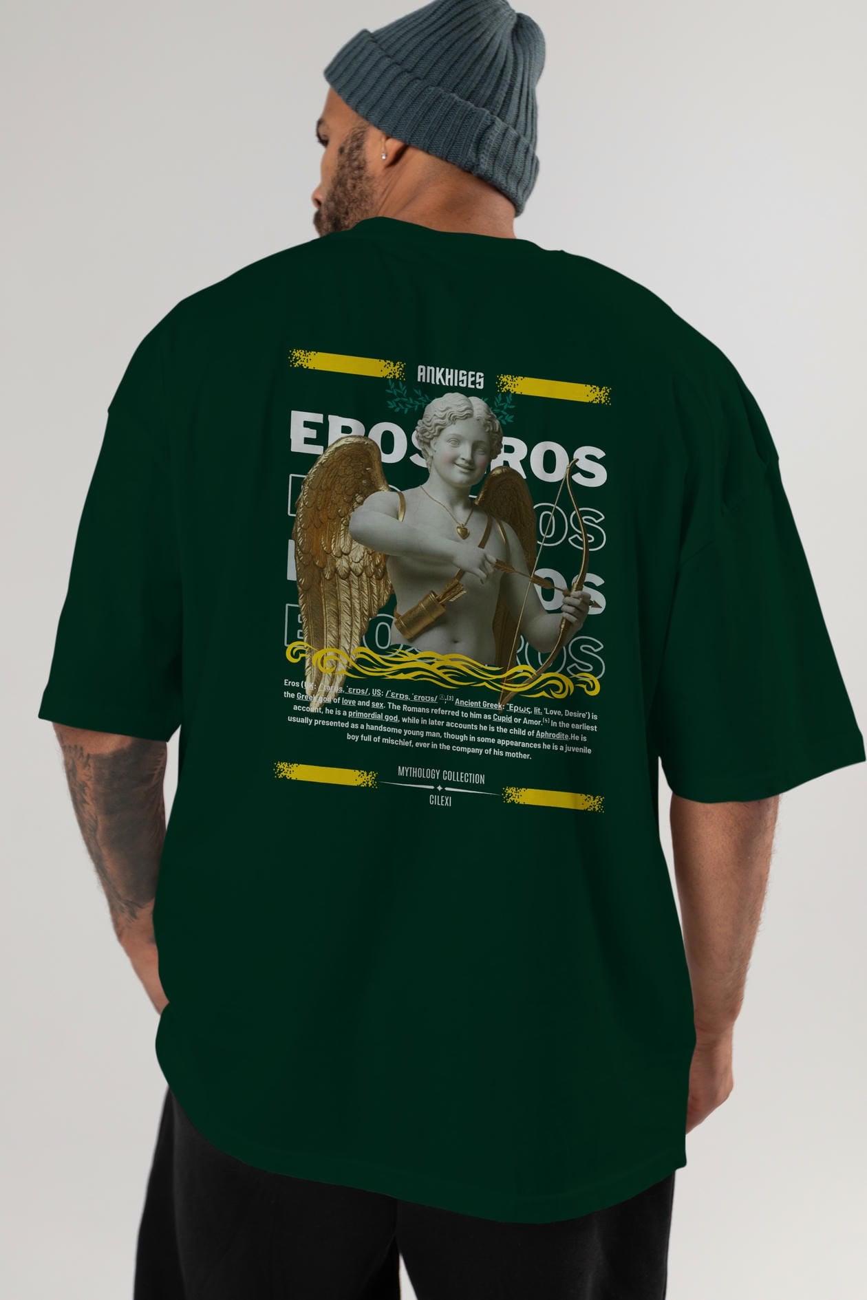 Eros Arka Baskılı Oversize t-shirt Erkek Kadın %100 Pamuk Bisiklet Yaka tişort