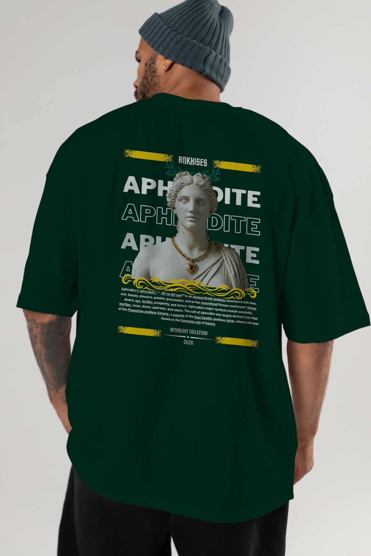 Aphrodite 1 Arka Baskılı Oversize t-shirt Erkek Kadın %100 Pamuk Bisiklet Yaka tişort