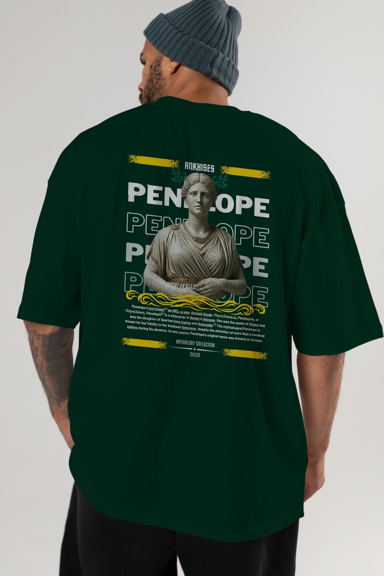 Penelope 1 Arka Baskılı Oversize t-shirt Erkek Kadın %100 Pamuk Bisiklet Yaka tişort